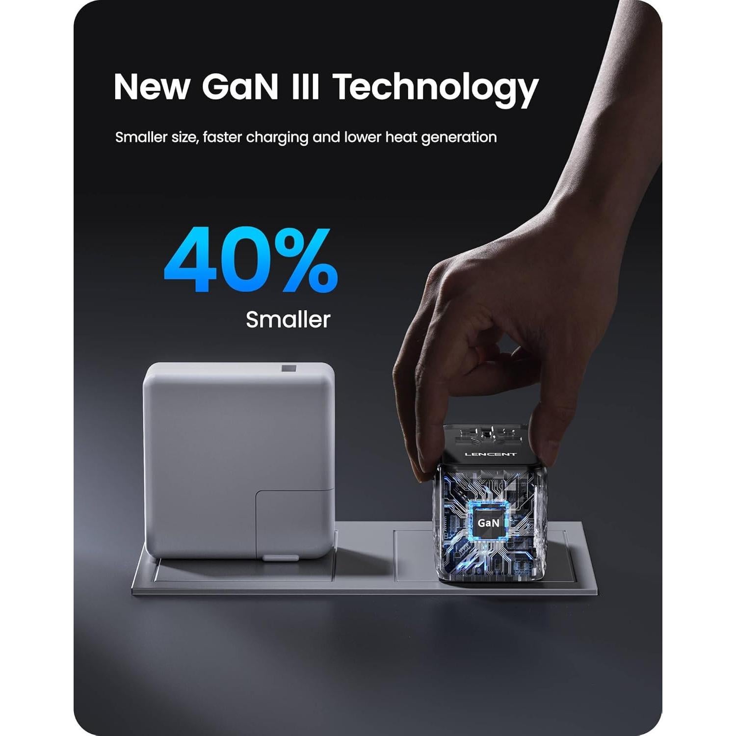 Adaptador de Viaje Universal LENCENT 65W 4 Puertos USB-C y A