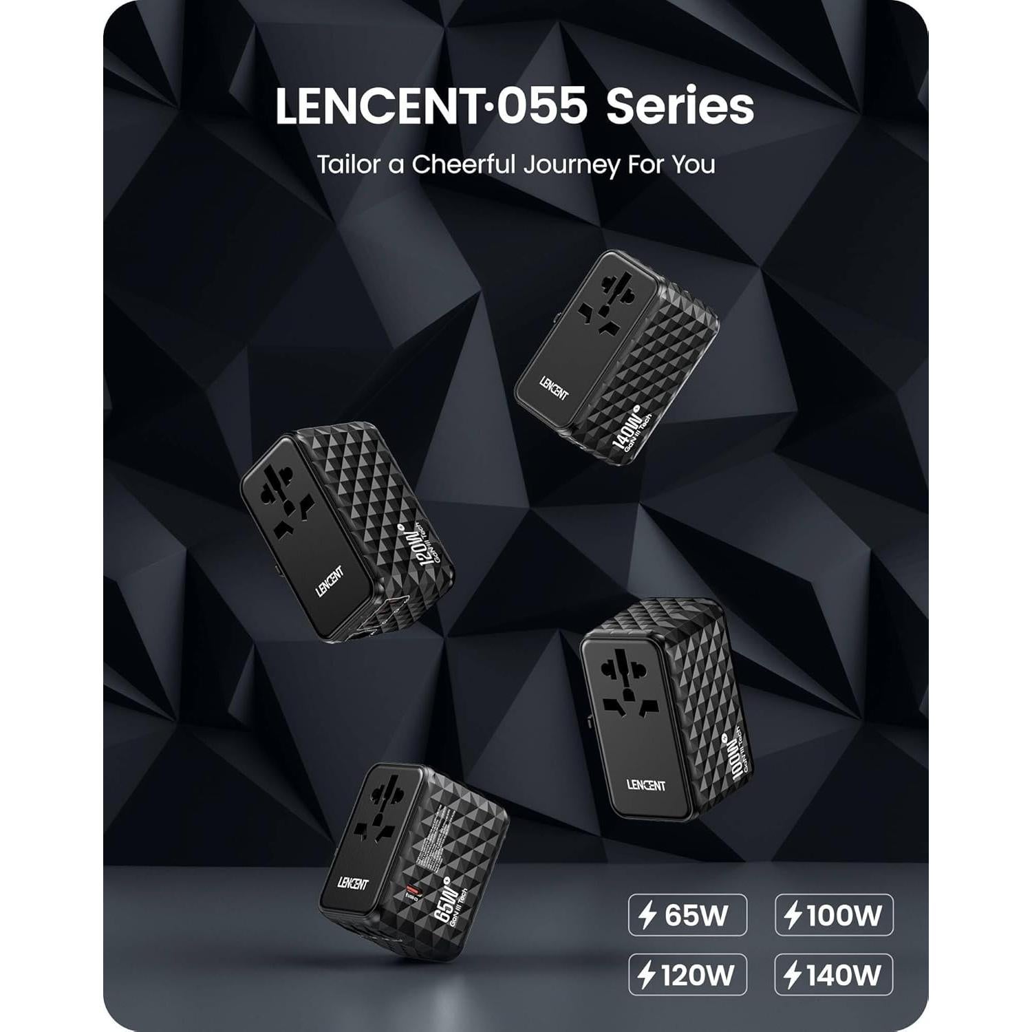 Adaptador de Viaje Universal LENCENT 65W 4 Puertos USB-C y A