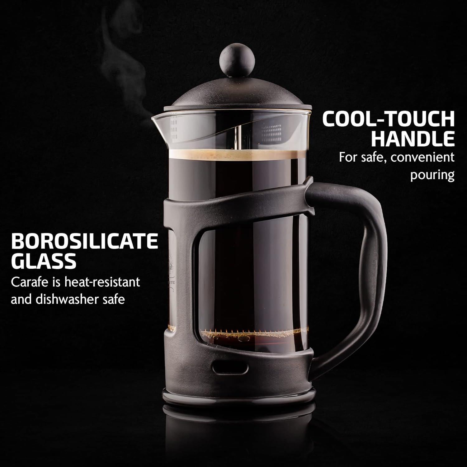 Cafetera Prensa Francesa OVENTE 1 Litro Vidrio Borosilicato