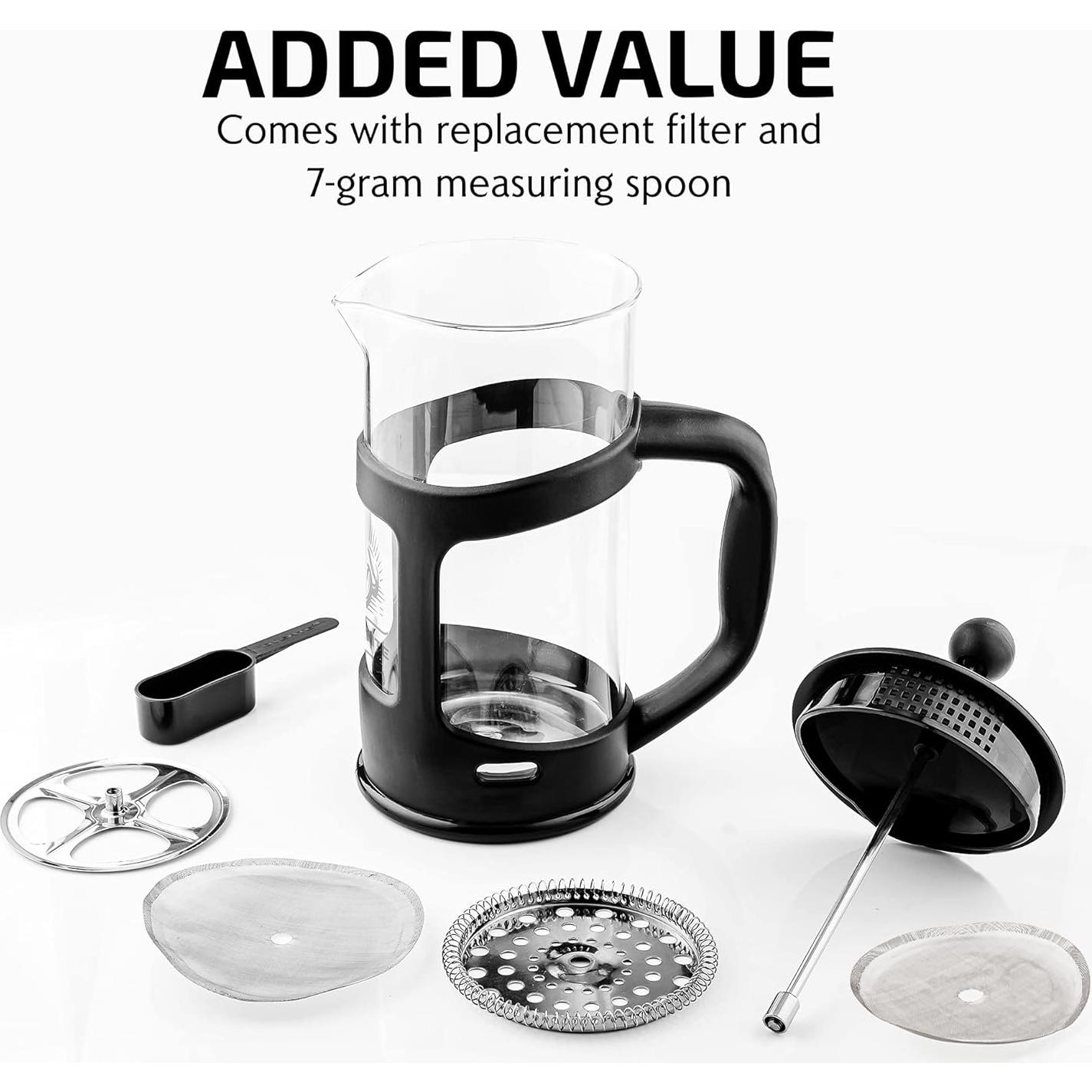 Cafetera Prensa Francesa OVENTE 1 Litro Vidrio Borosilicato