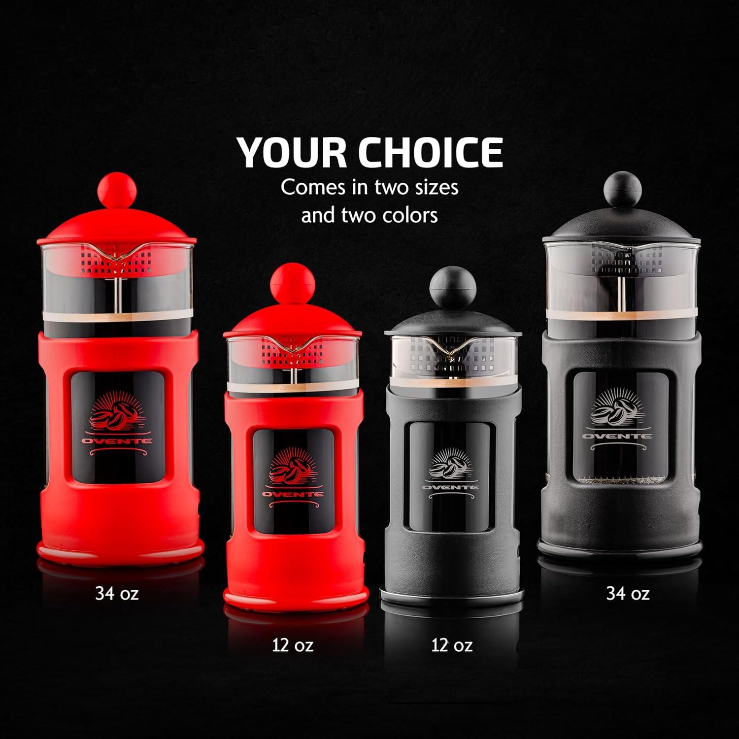 Cafetera Prensa Francesa OVENTE 1 Litro Vidrio Borosilicato