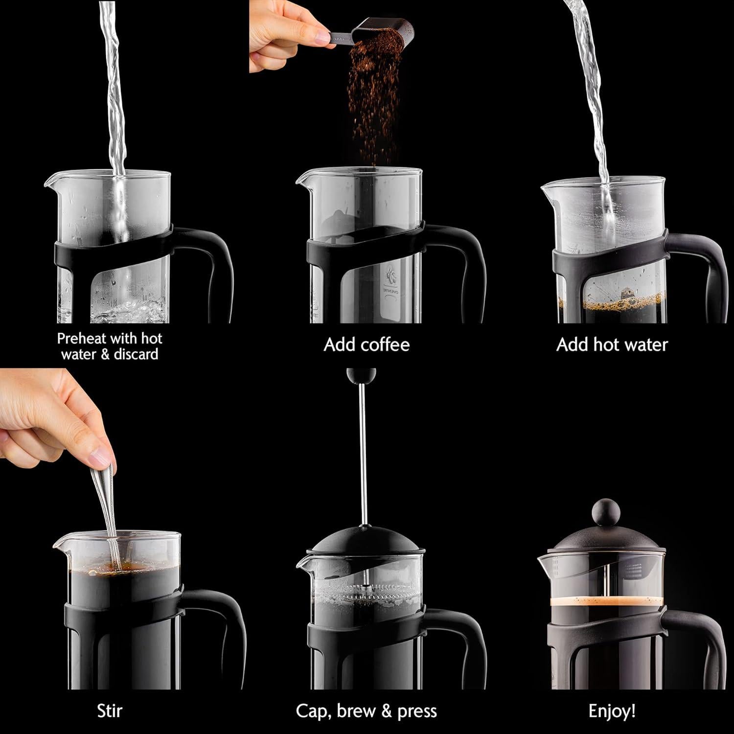 Cafetera Prensa Francesa OVENTE 1 Litro Vidrio Borosilicato