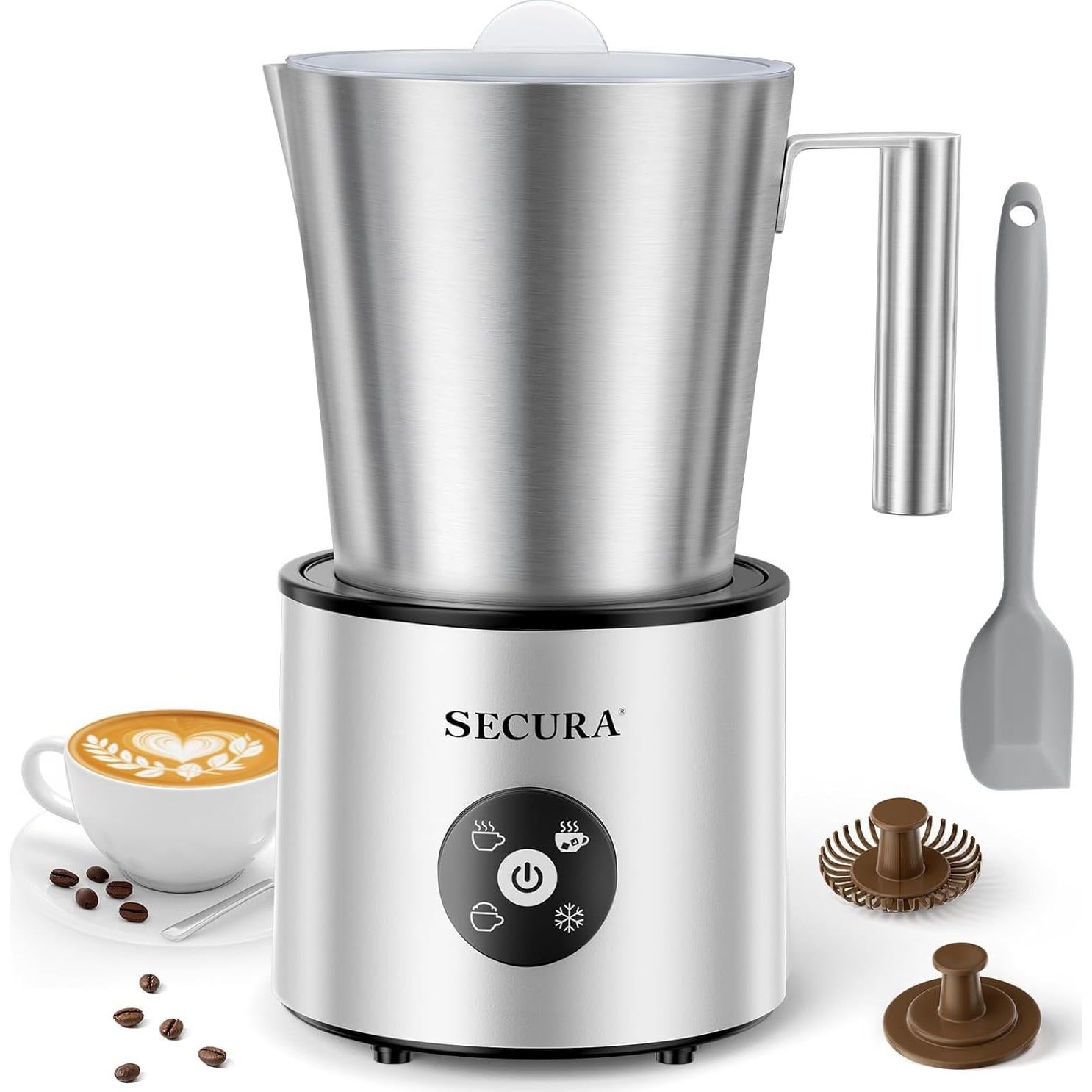 Espumador de Leche Secura F280UG 4 en 1 Acero Inoxidable 0.5L