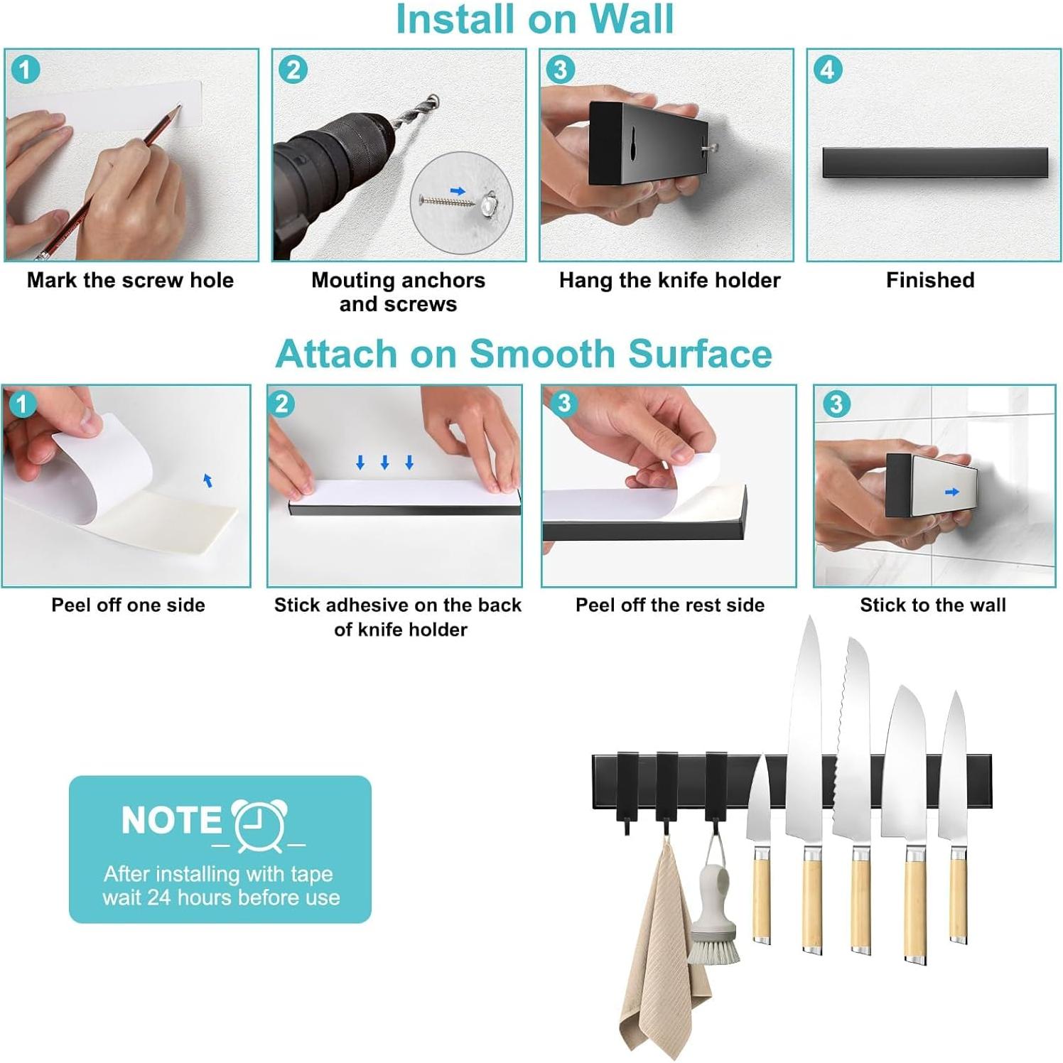 Soporte Magnético para Cuchillos HEREOF 25.4 cm Acero Inoxidable