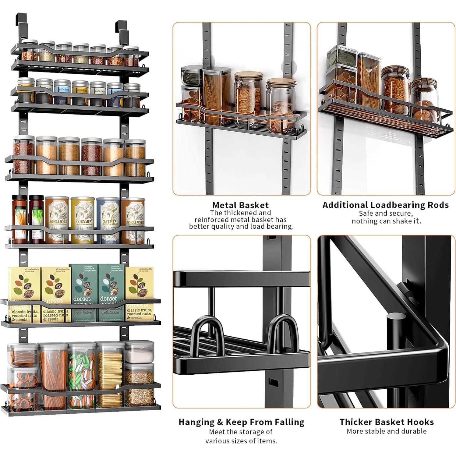 Estante Colgante Organizador de Despensa MSERCUOR 6 Niveles Negro