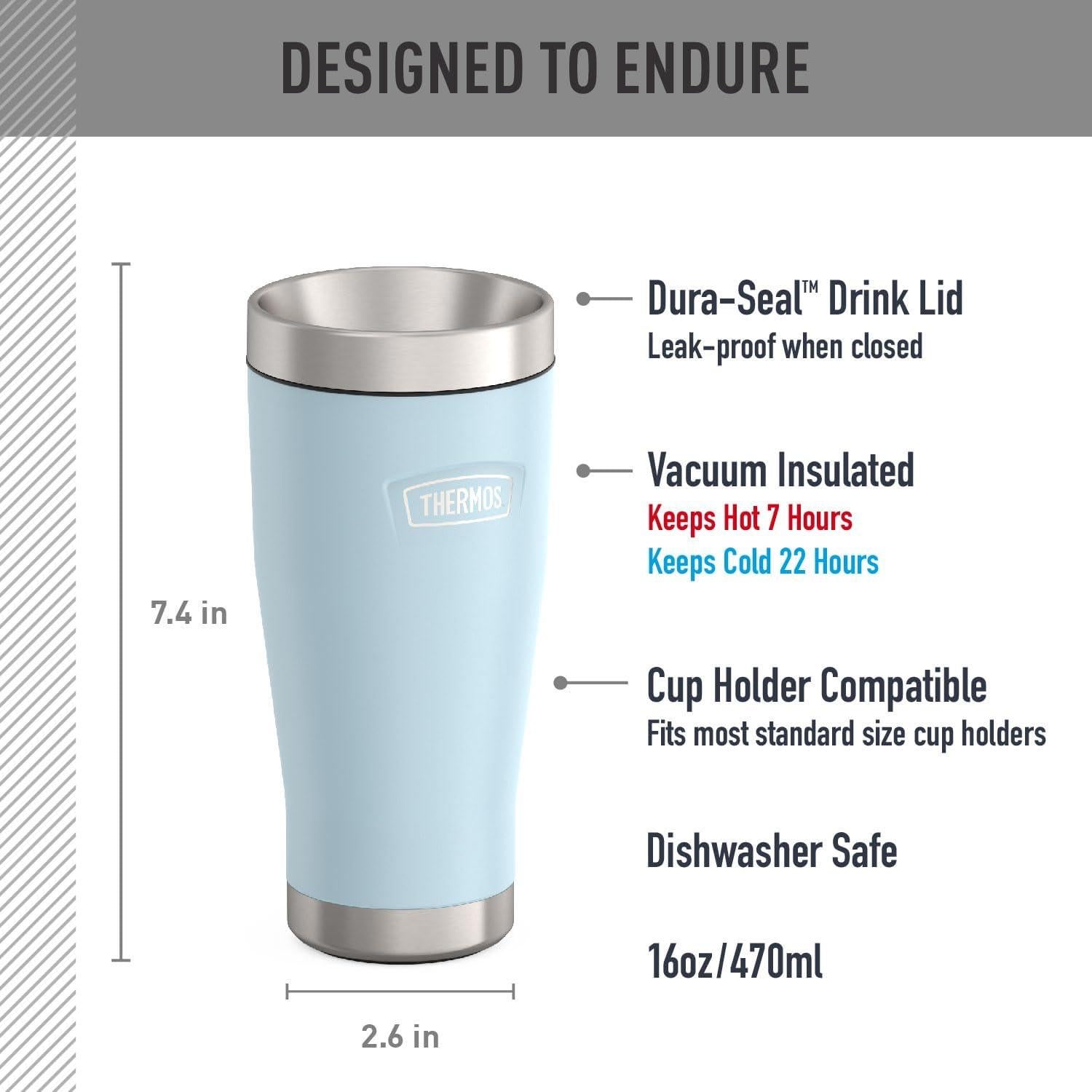 Vaso Aislado THERMOS Serie Icon Acero Inoxidable 0.47 L Glaciar