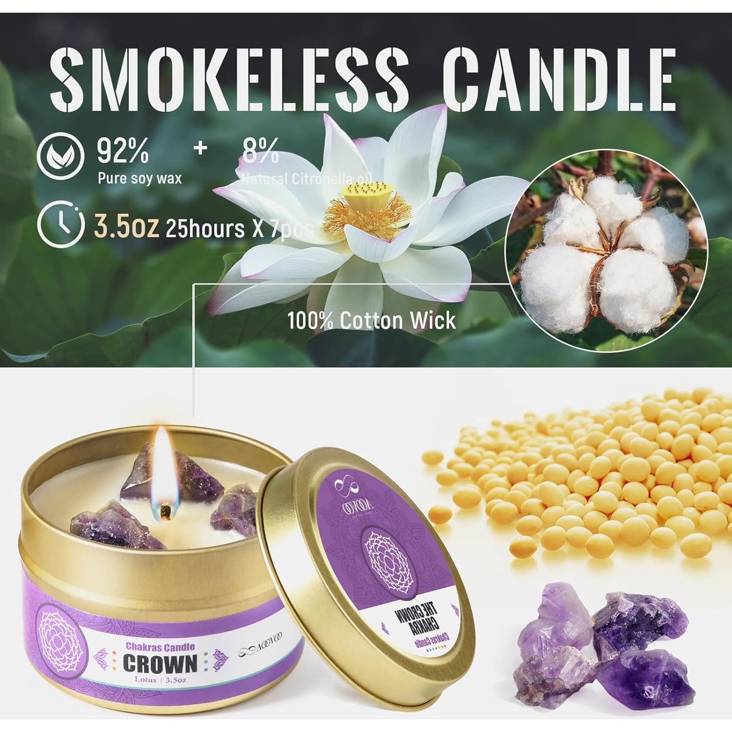 Set de 7 Velas Chakra AOOVOO - Aromaterapia y Cristales
