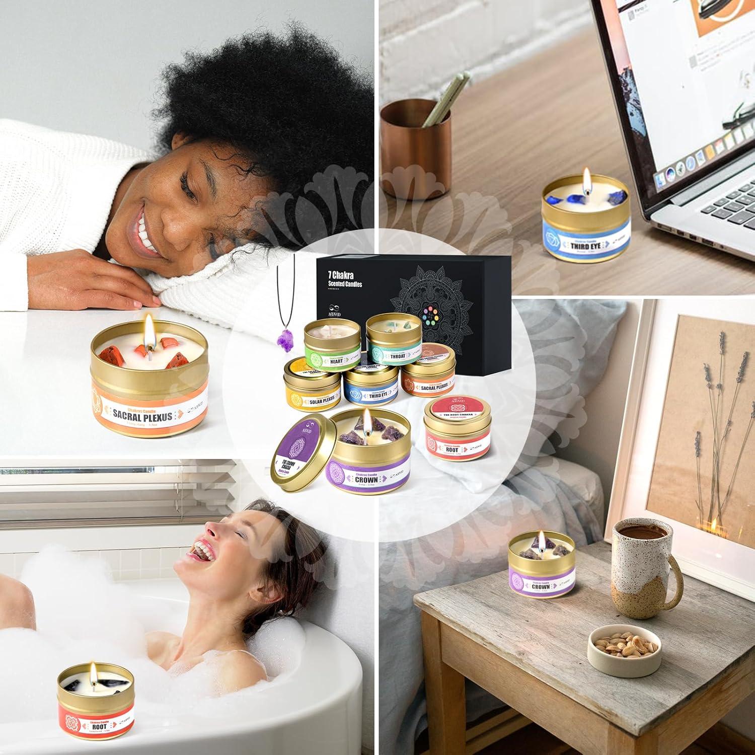 Set de 7 Velas Chakra AOOVOO - Aromaterapia y Cristales