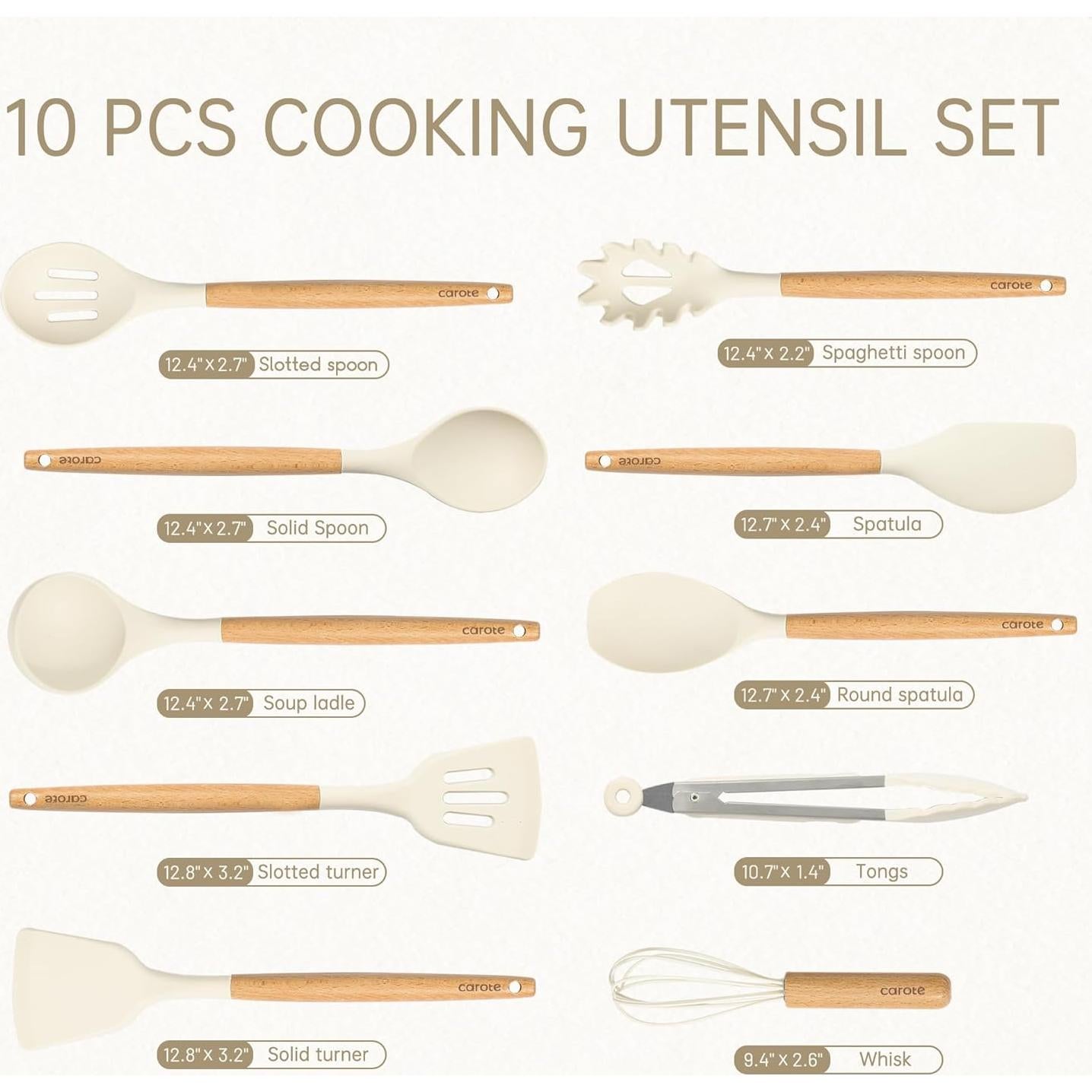 Juego de Utensilios de Cocina de Silicona CAROTE 10 Piezas