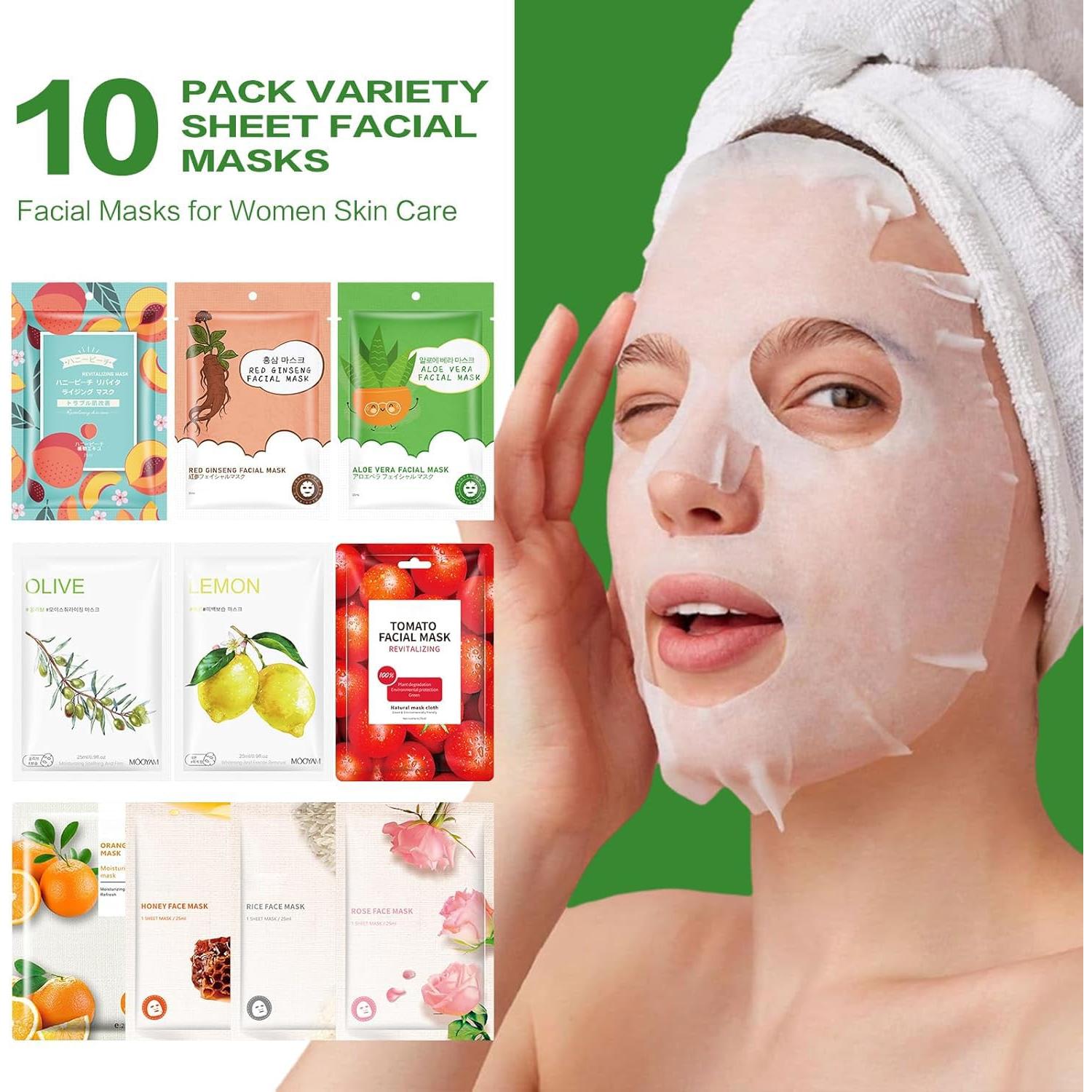 10 Mascarillas Faciales Hidratantes GUOYAOLIFU para Piel Sensible