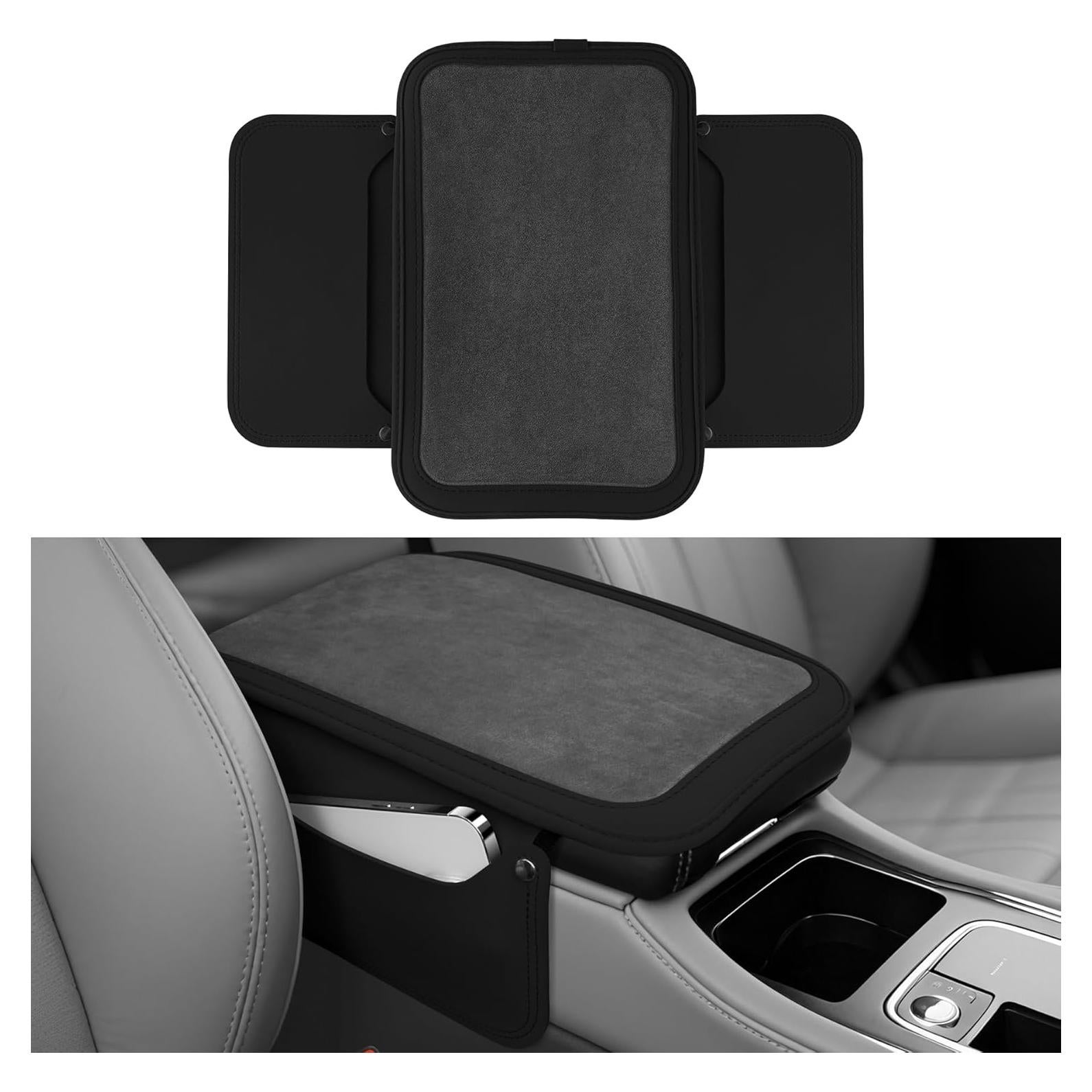 Funda de Consola Central SINGARO de Cuero Negro con 2 Bolsillos