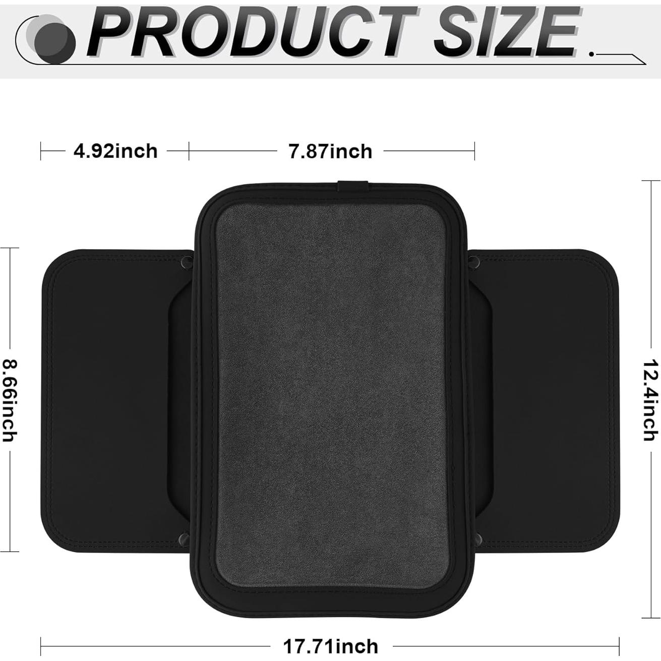 Funda de Consola Central SINGARO de Cuero Negro con 2 Bolsillos