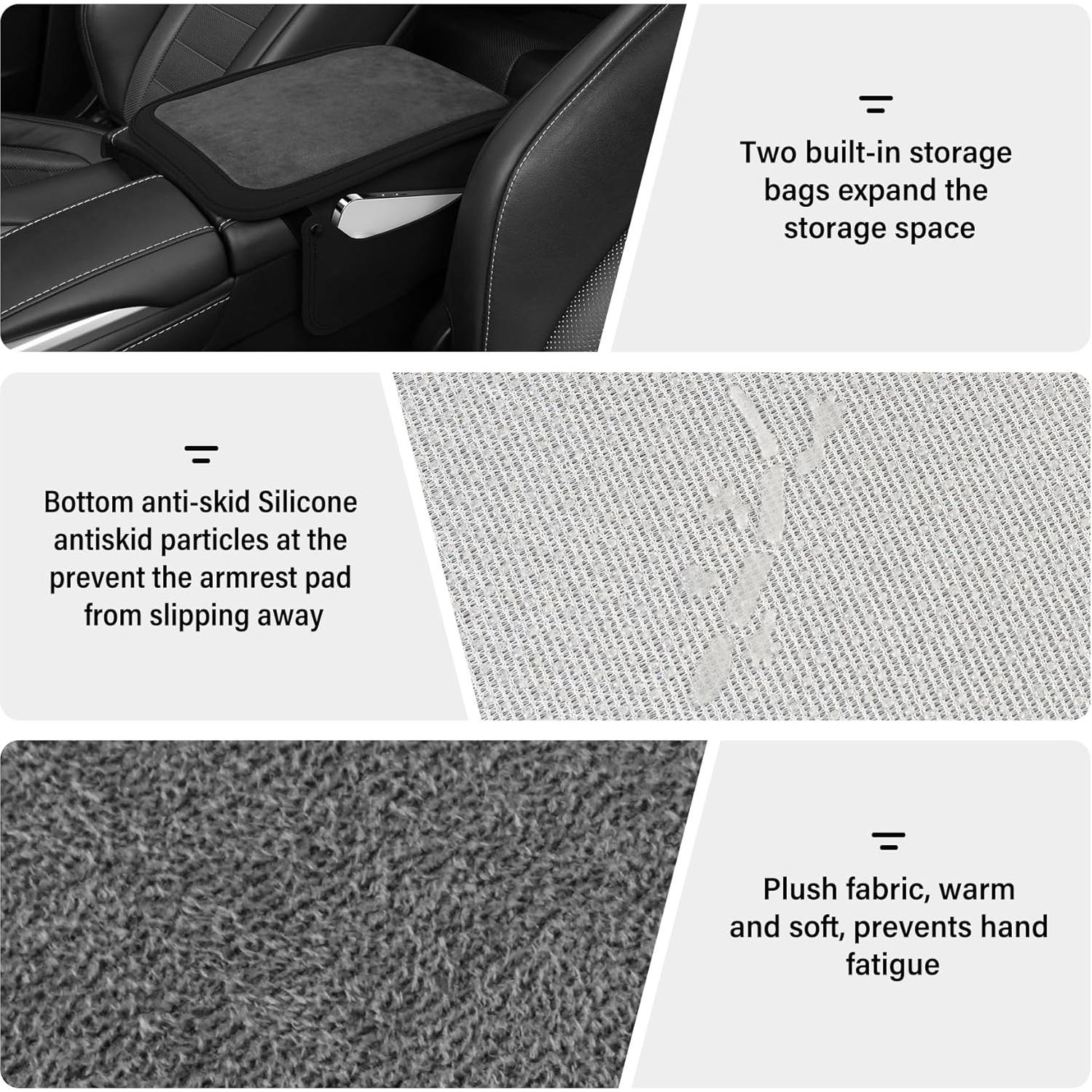 Funda de Consola Central SINGARO de Cuero Negro con 2 Bolsillos