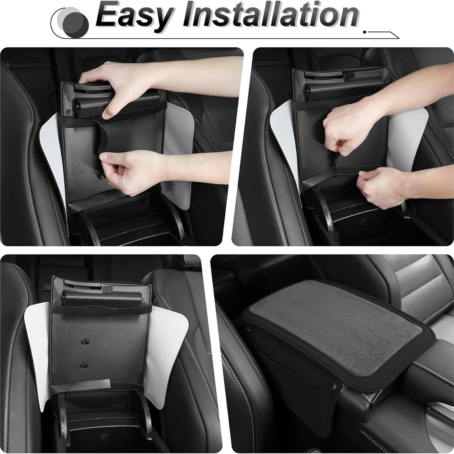 Funda de Consola Central SINGARO de Cuero Negro con 2 Bolsillos