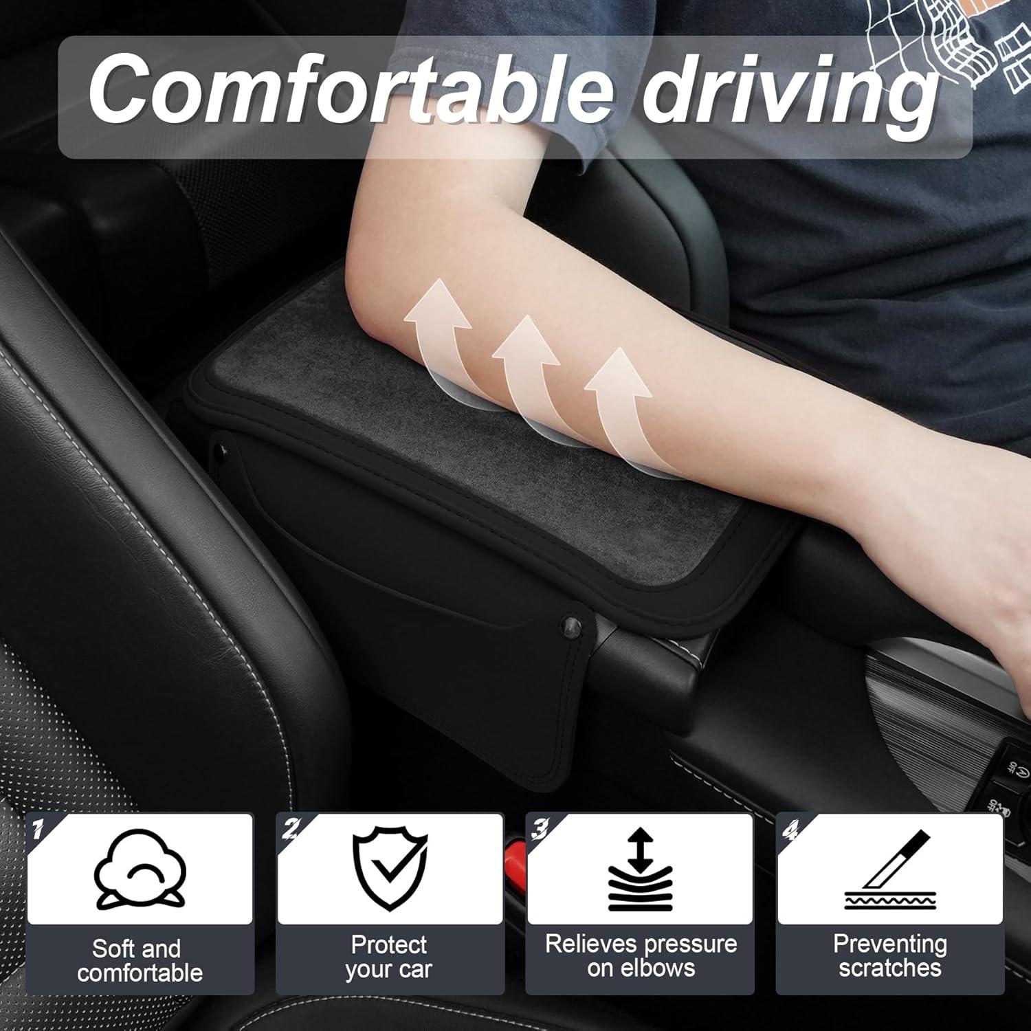 Funda de Consola Central SINGARO de Cuero Negro con 2 Bolsillos