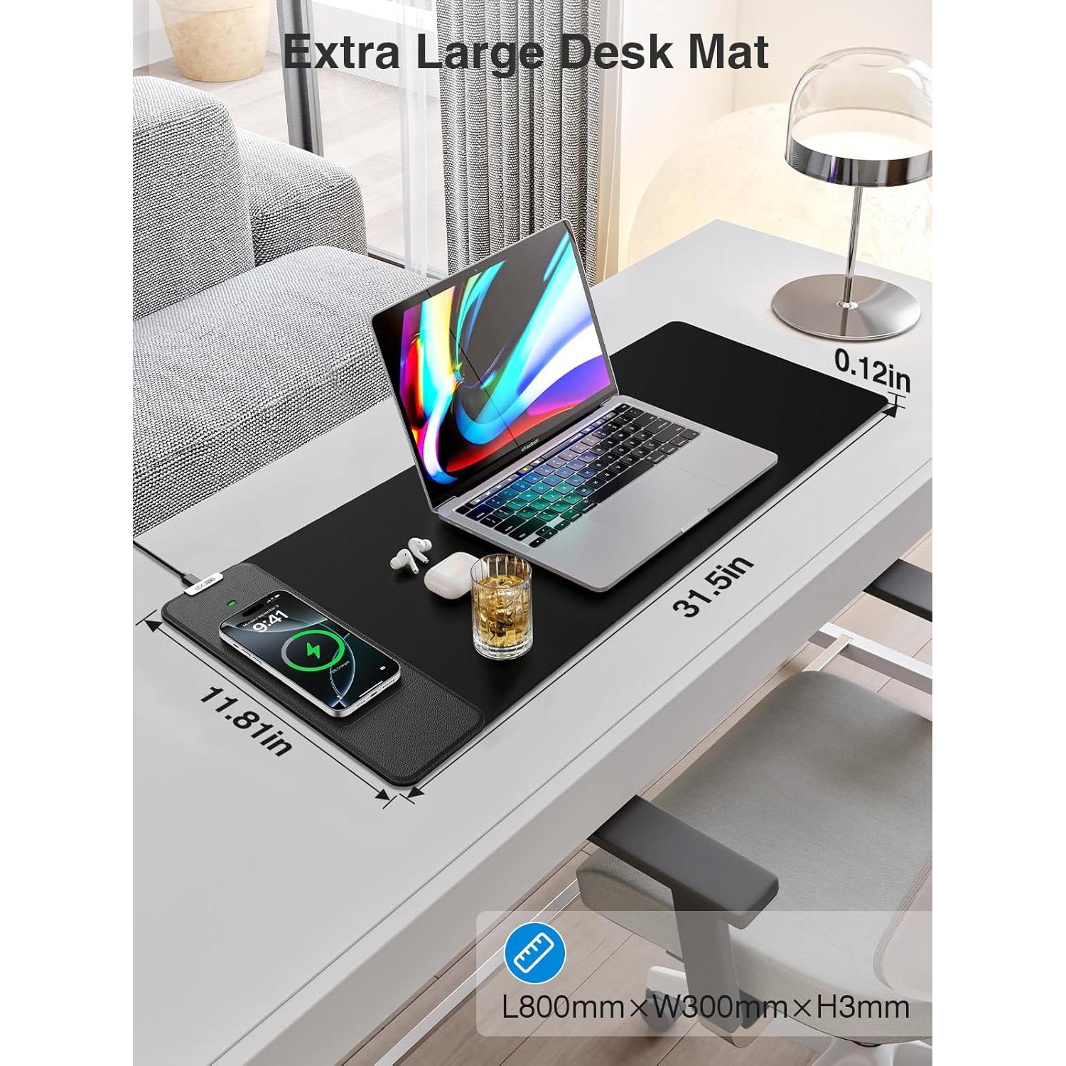 Alfombrilla de Carga Inalámbrica 15W abc.mat 80x30cm Negra