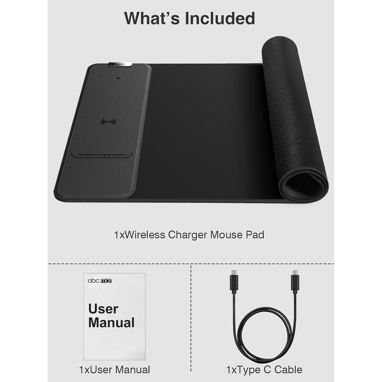 Alfombrilla de Carga Inalámbrica 15W abc.mat 80x30cm Negra