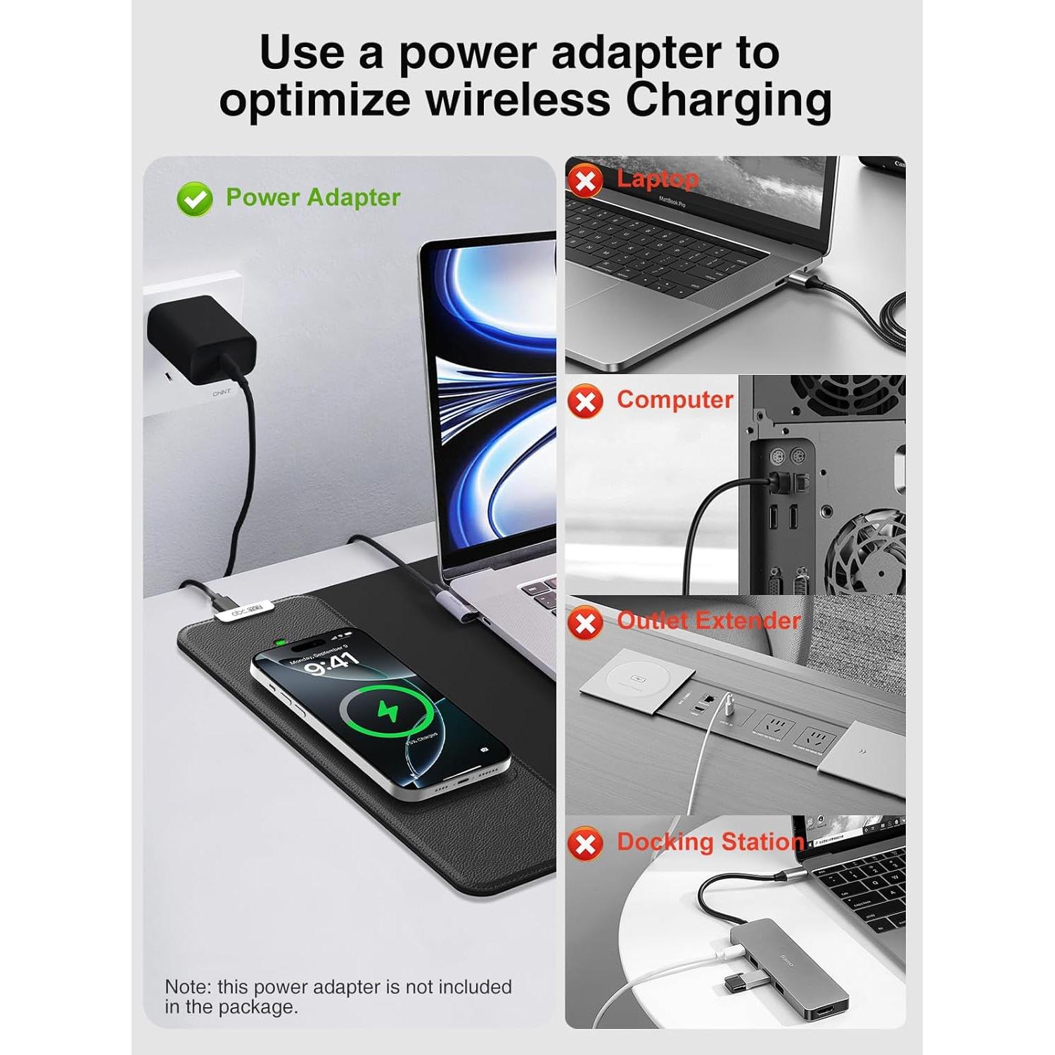 Alfombrilla de Carga Inalámbrica 15W abc.mat 80x30cm Negra