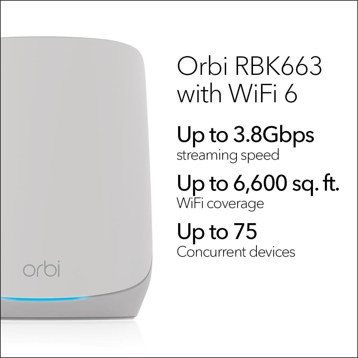 NETGEAR Orbi RBK663 Sistema Mesh WiFi 6 Tri-Banda 3 Piezas