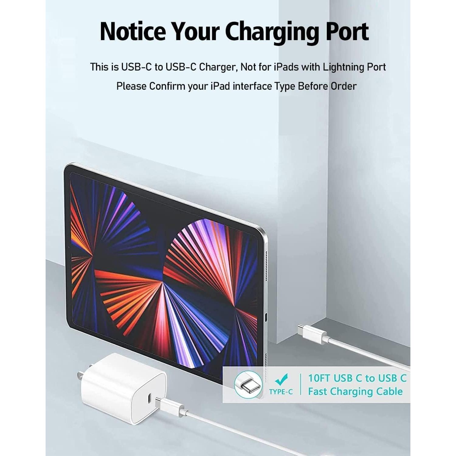 Cargador USB C Rápido 20W con Cable de 3m para iPad Pro