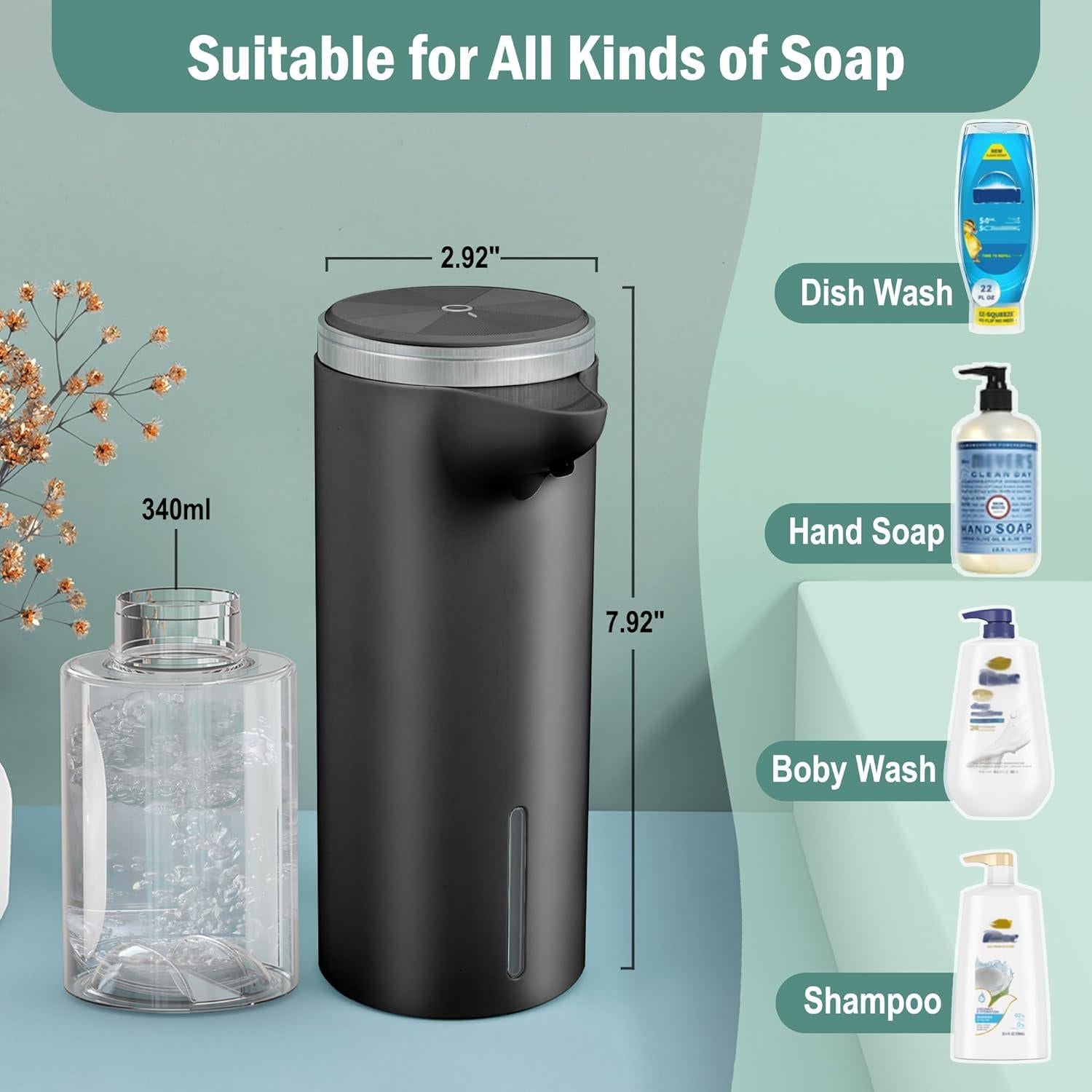 Dispensador de Jabón Automático Sin Contacto - IPX7 Negro