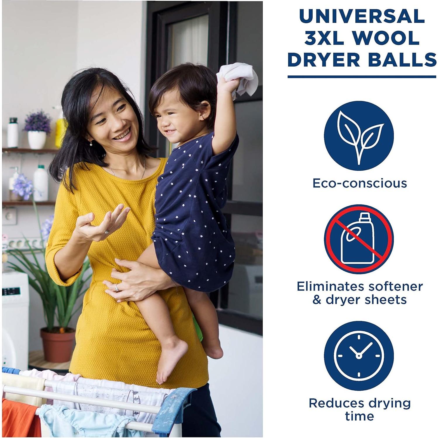 Bolas de Secadora de Lana GE Appliances XL 100% Natural - 3 Pzas