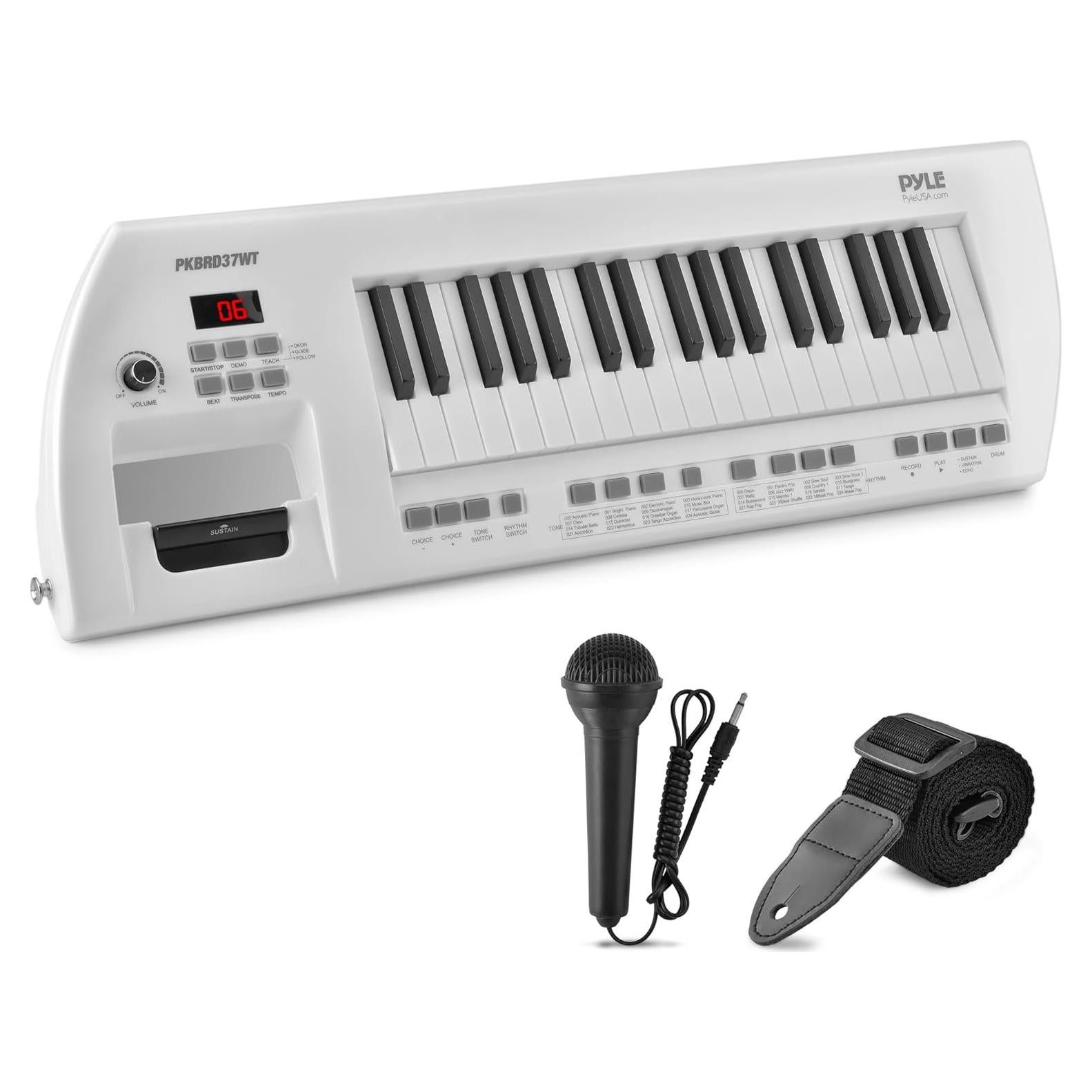 Piano Eléctrico Pyle PKBRD37WT 37 Teclas 200 Ritmos