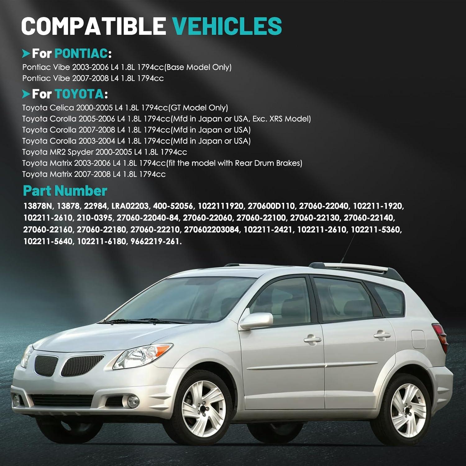 13878 Alternators Fit for Toyota Corolla, Matrix, Celica, MR2 Spyder, for Pontiac Vibe L4 1.8L Automotive Replacement Alternators 27060-22040 102211-1920 Alternators 80 Amp, 6-Groove Pulley