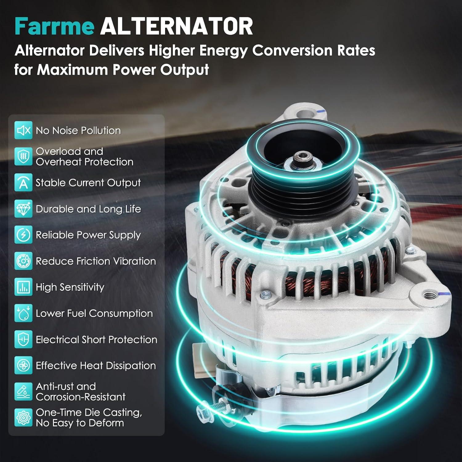 13878 Alternators Fit for Toyota Corolla, Matrix, Celica, MR2 Spyder, for Pontiac Vibe L4 1.8L Automotive Replacement Alternators 27060-22040 102211-1920 Alternators 80 Amp, 6-Groove Pulley