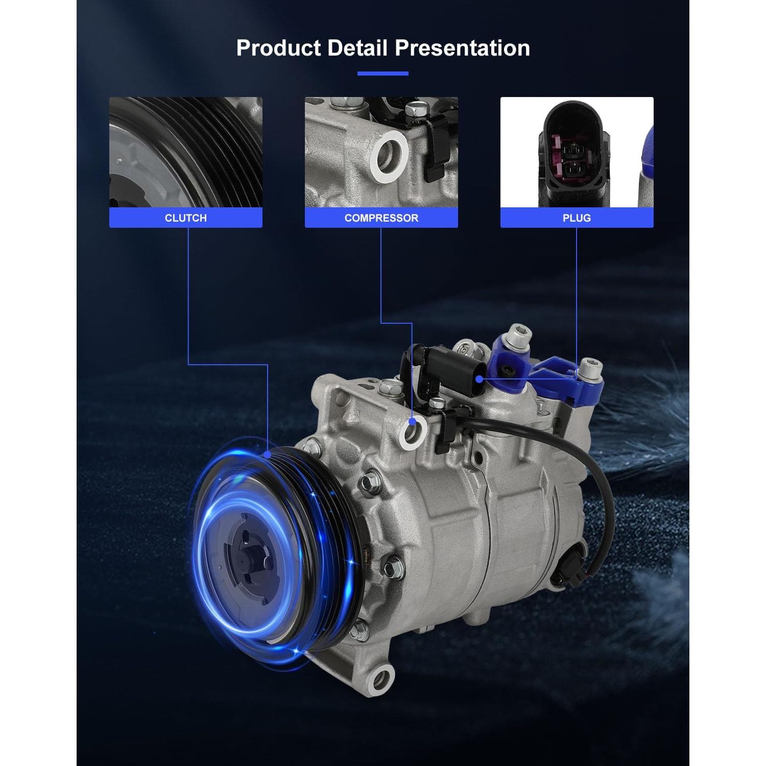 Compresor de A/C ECCPP con Embrague para Audi 2005-2018
