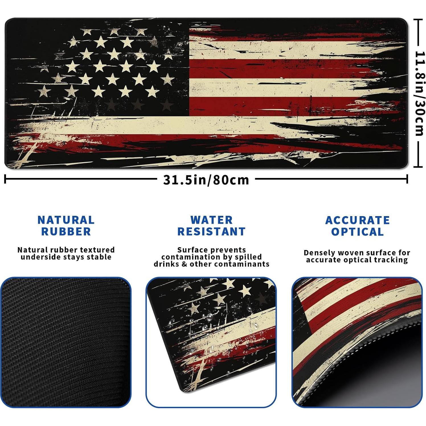 Alfombrilla de Ratón Hahaluo Grande Bandera Americana 80x30 cm