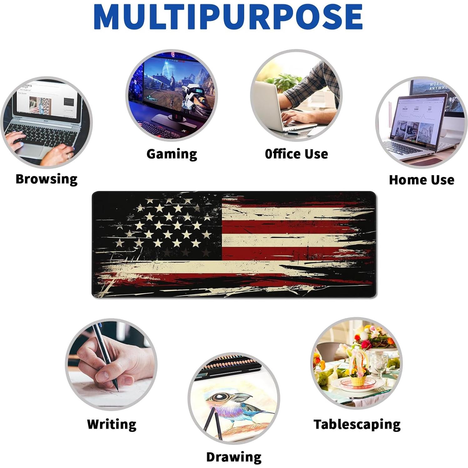 Alfombrilla de Ratón Hahaluo Grande Bandera Americana 80x30 cm