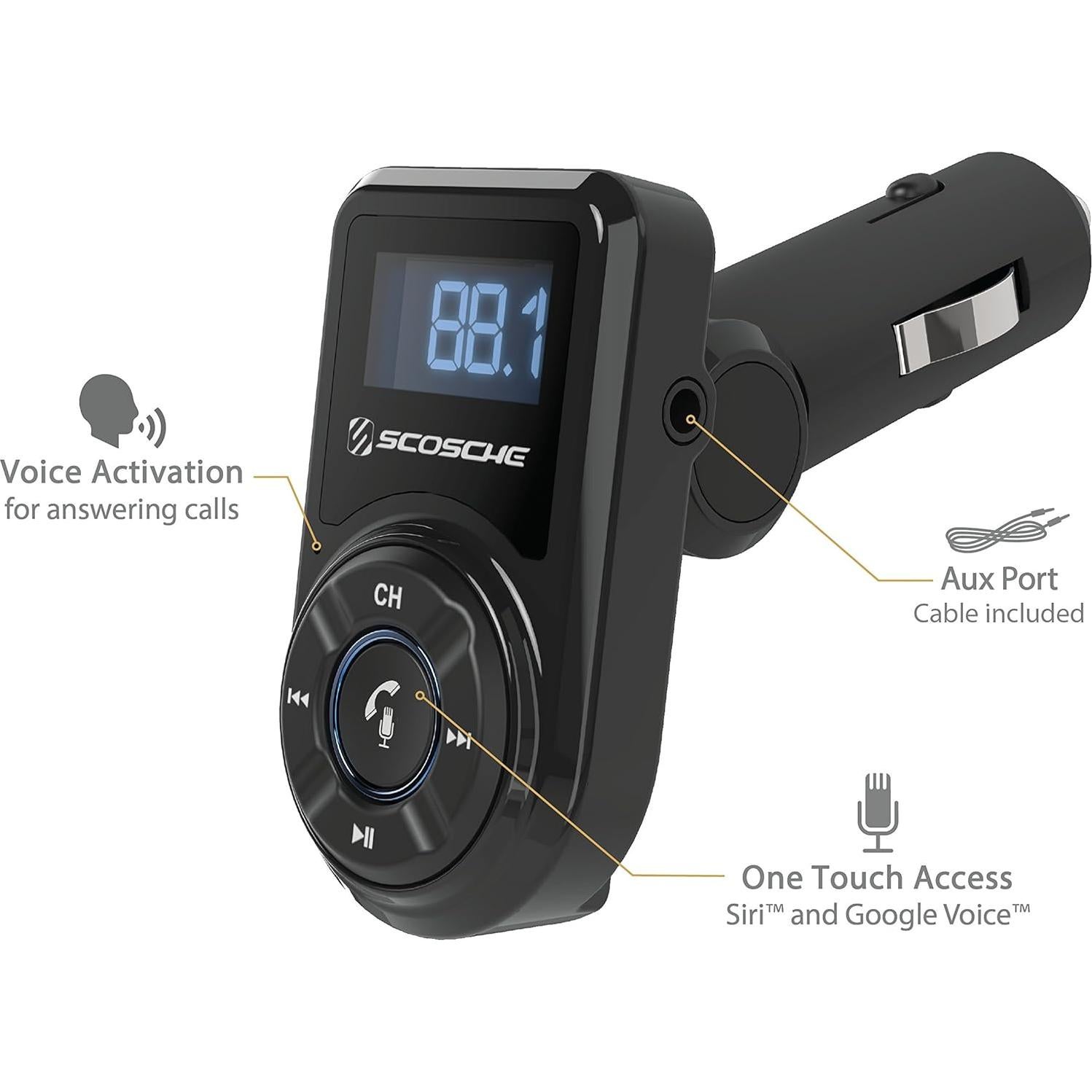 Transmisor FM Bluetooth Scosche BTFM3 con Cargador USB 10W