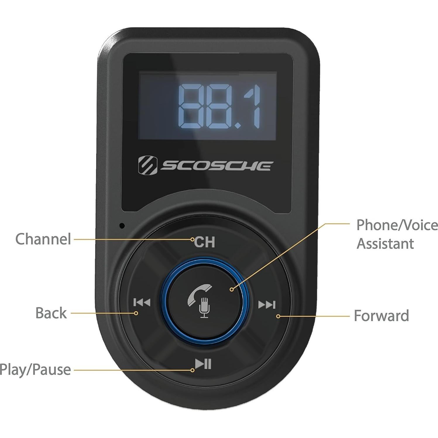 Transmisor FM Bluetooth Scosche BTFM3 con Cargador USB 10W