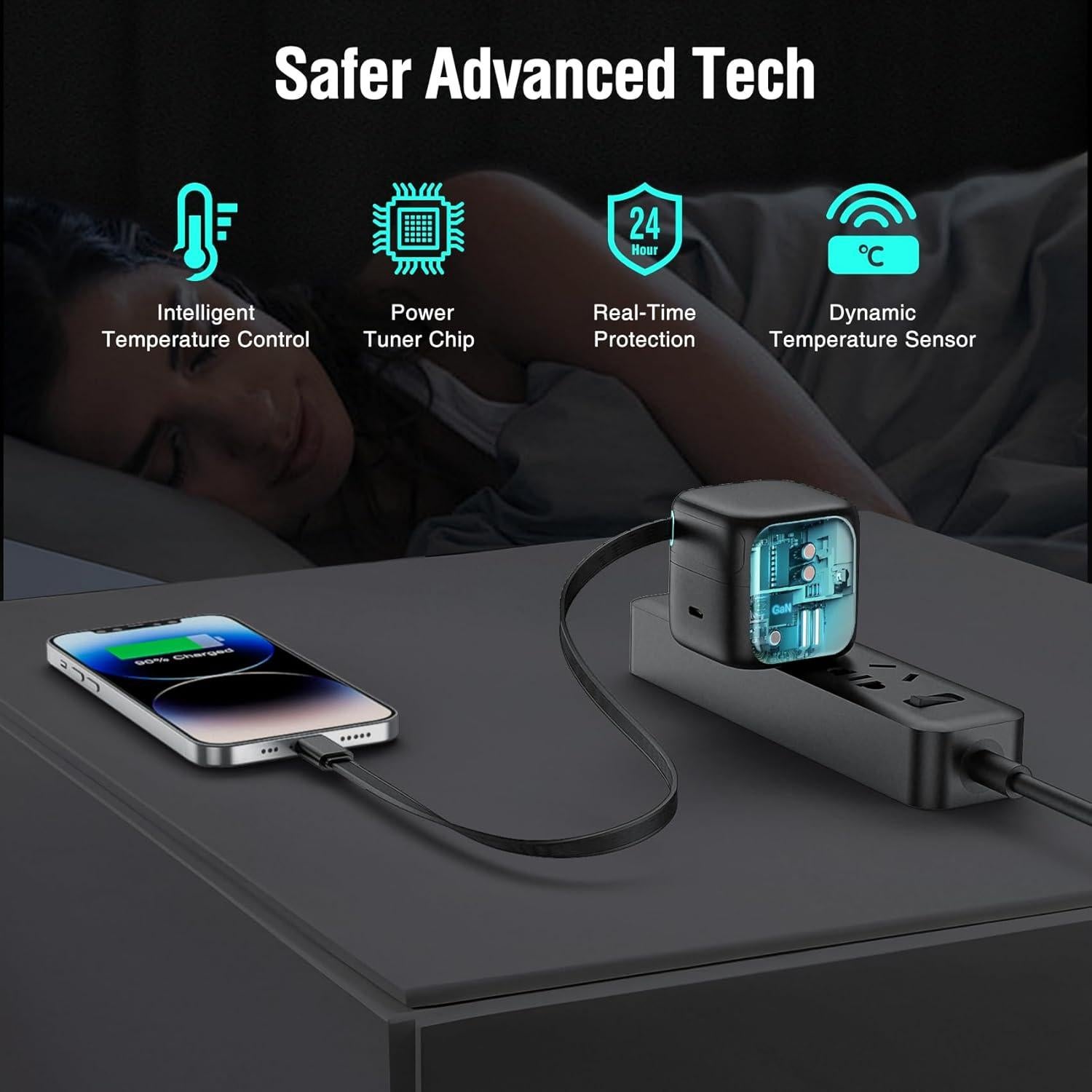 Cargador Rápido PD 35W DreamBee con Cable Retráctil 80cm