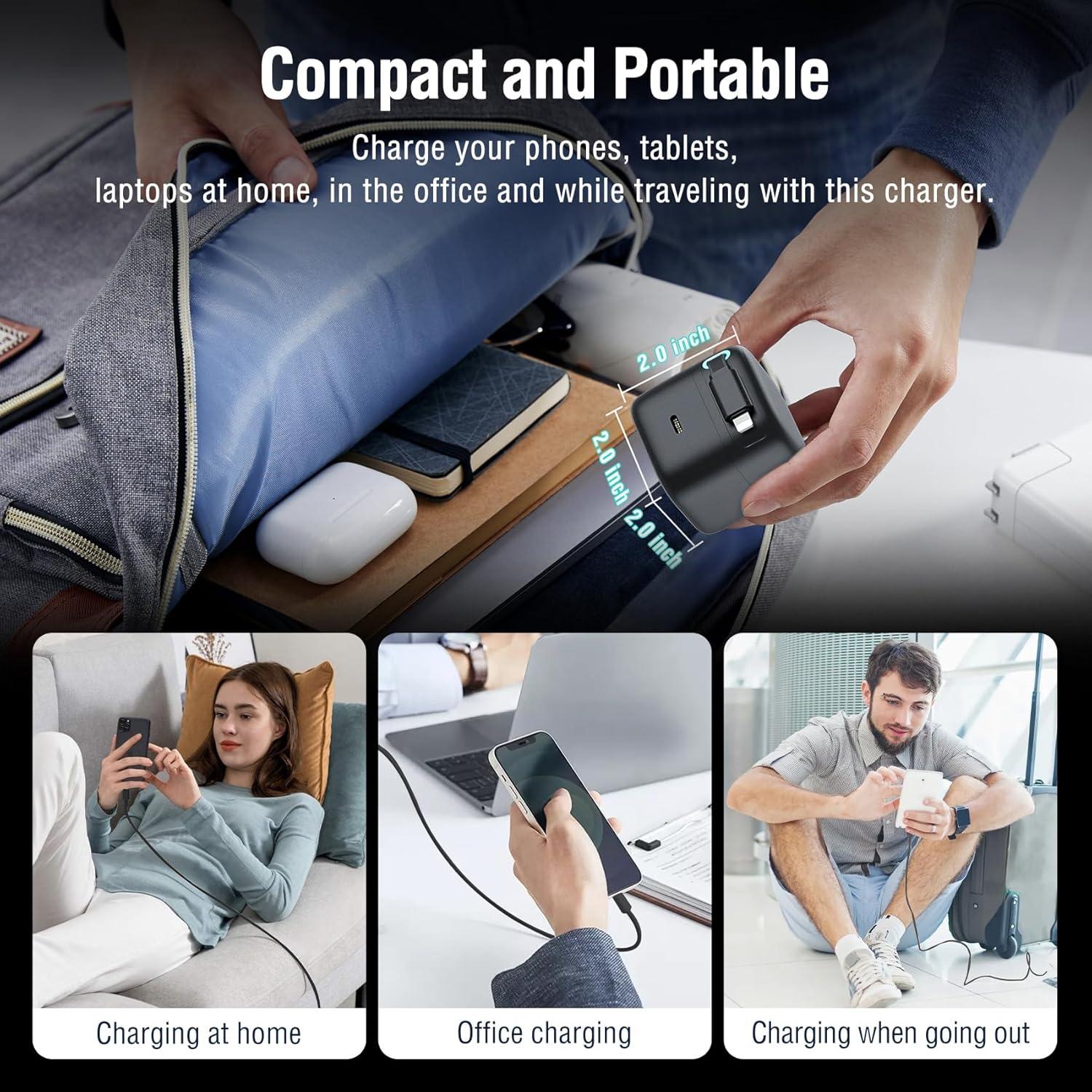 Cargador Rápido PD 35W DreamBee con Cable Retráctil 80cm