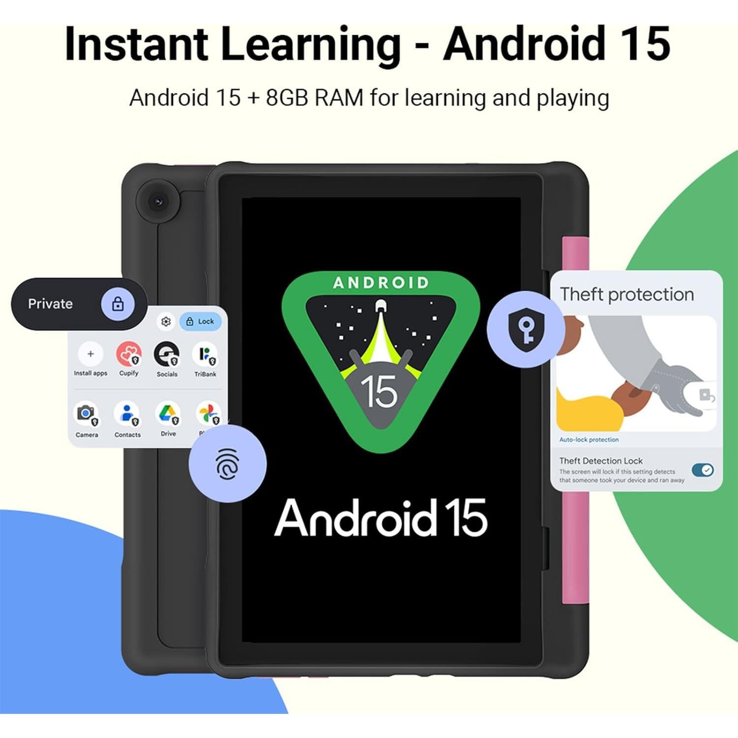 Tableta UEMXDOX 10.1" Android 15 para Niños 8GB+64GB Negro