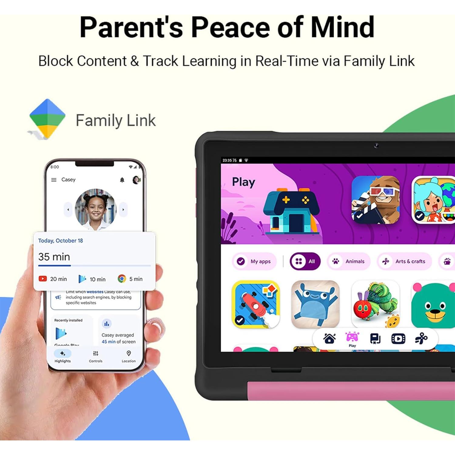 Tableta UEMXDOX 10.1" Android 15 para Niños 8GB+64GB Negro