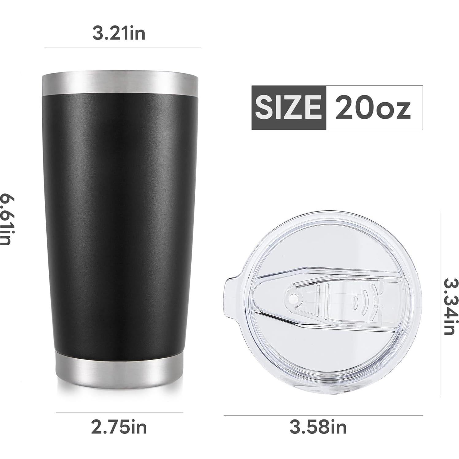 Taza de viaje Orebigo 20 oz acero inoxidable negro aislada