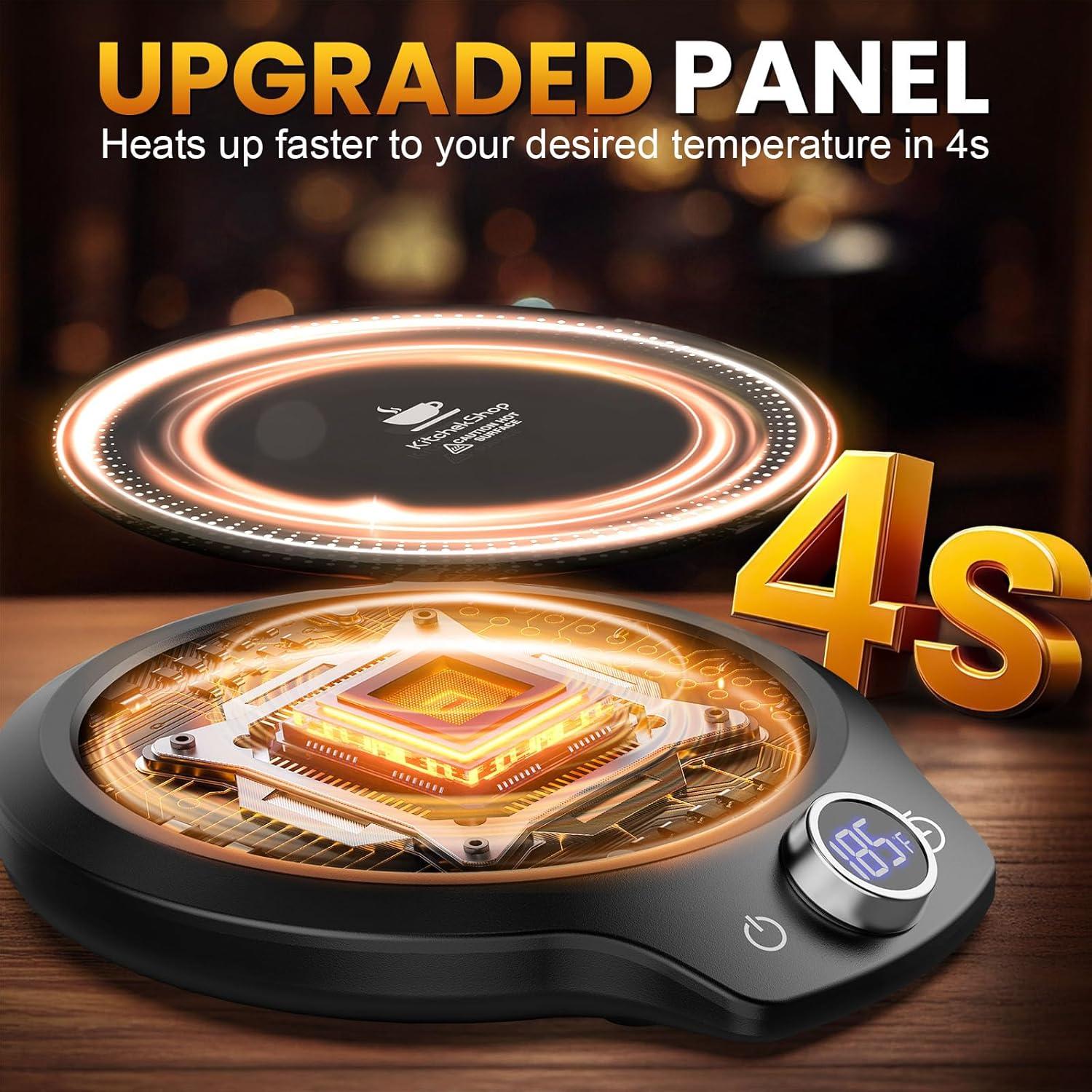 Calentador de Tazas Eléctrico KitchekShop - 4 Temperaturas, Negro