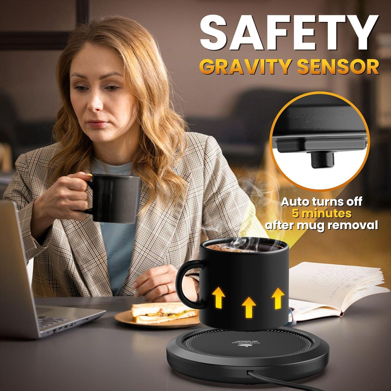 Calentador de Tazas Eléctrico KitchekShop - 4 Temperaturas, Negro