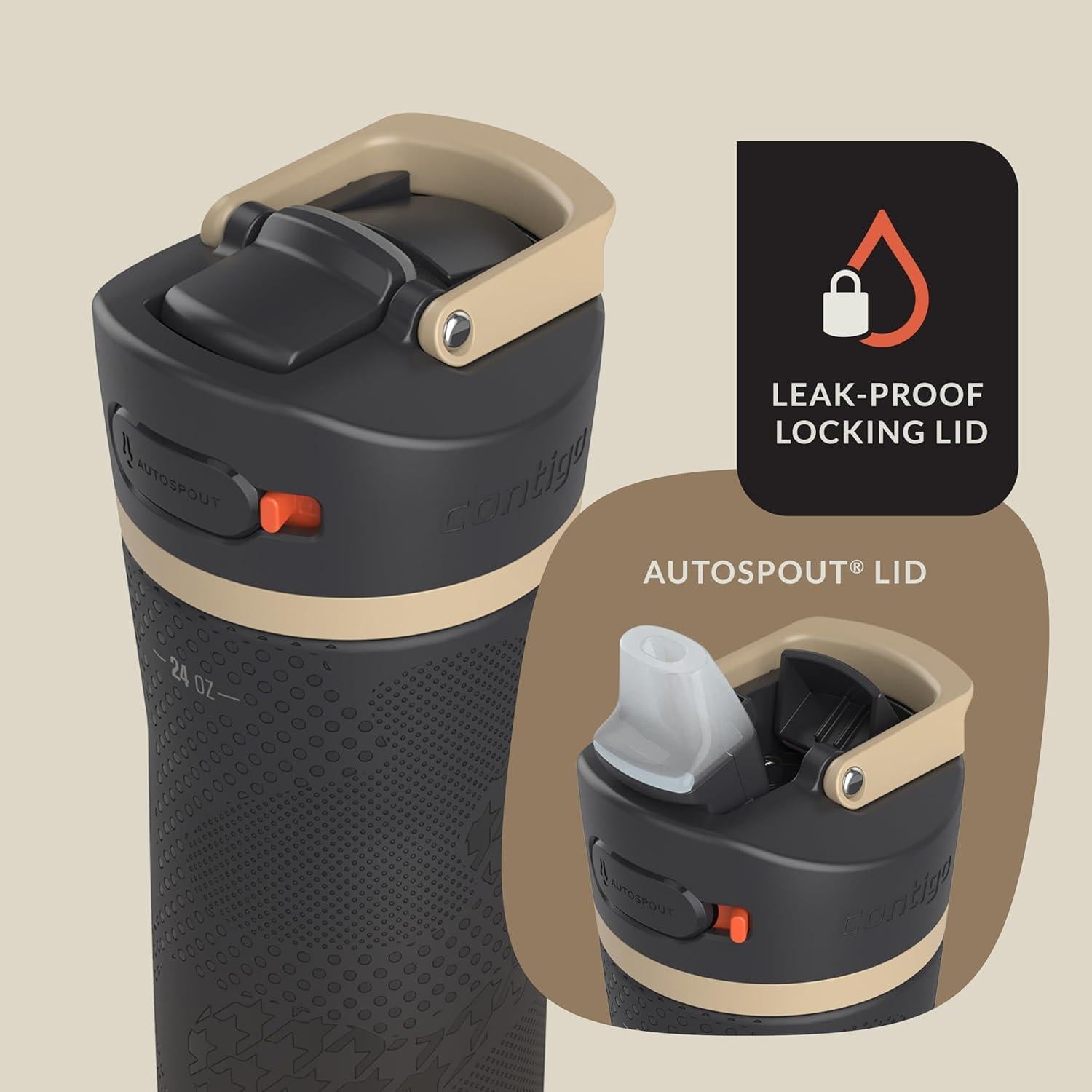 Botella de Agua Contigo Ashland 24oz Acero Inoxidable Regaliz