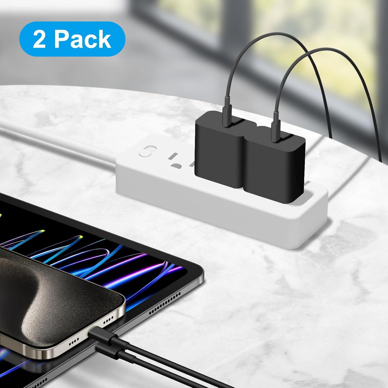 Cargador Rápido USB-C 20W + Cable 6FT para iPhone 17/16/15