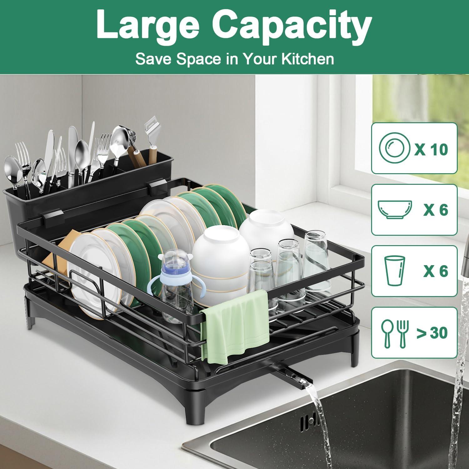 Escurridor de Platos Grande Azevix con Bandeja Drenaje 42x30cm