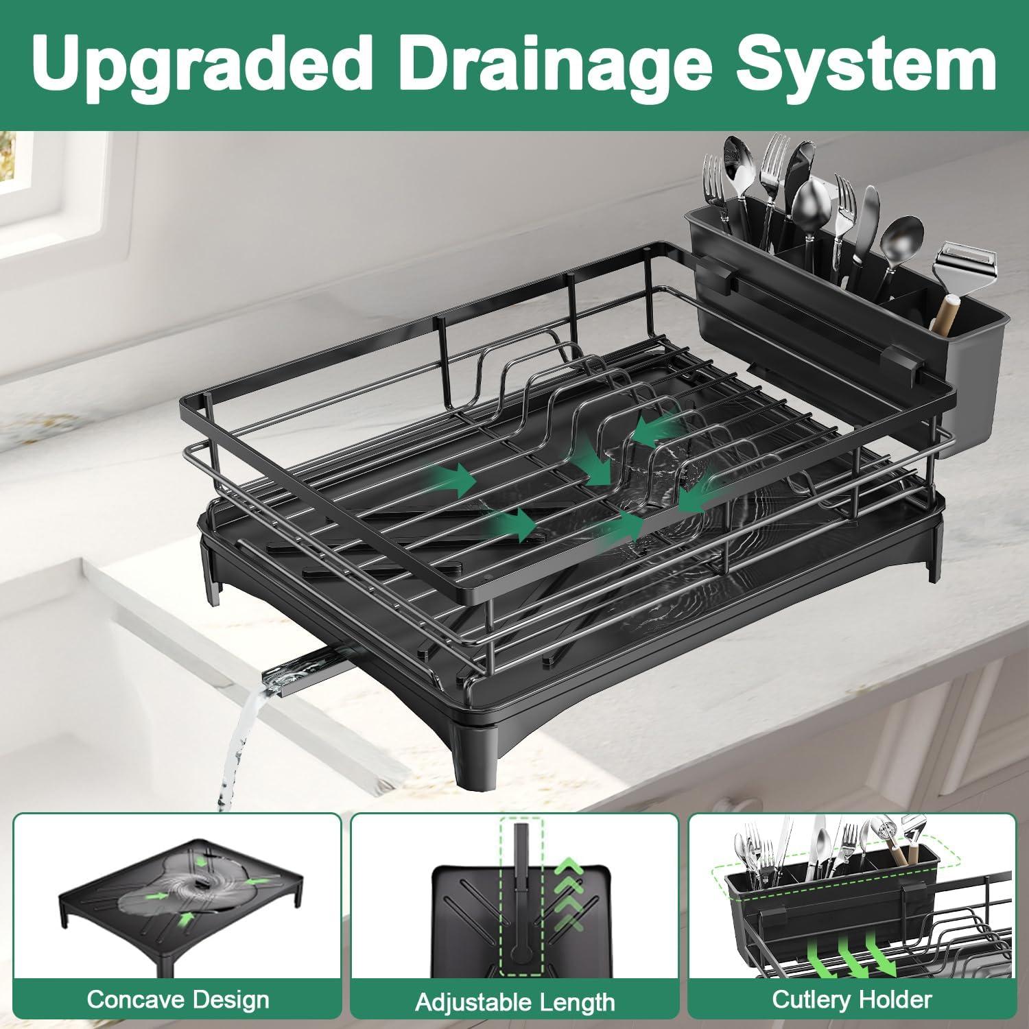 Escurridor de Platos Grande Azevix con Bandeja Drenaje 42x30cm
