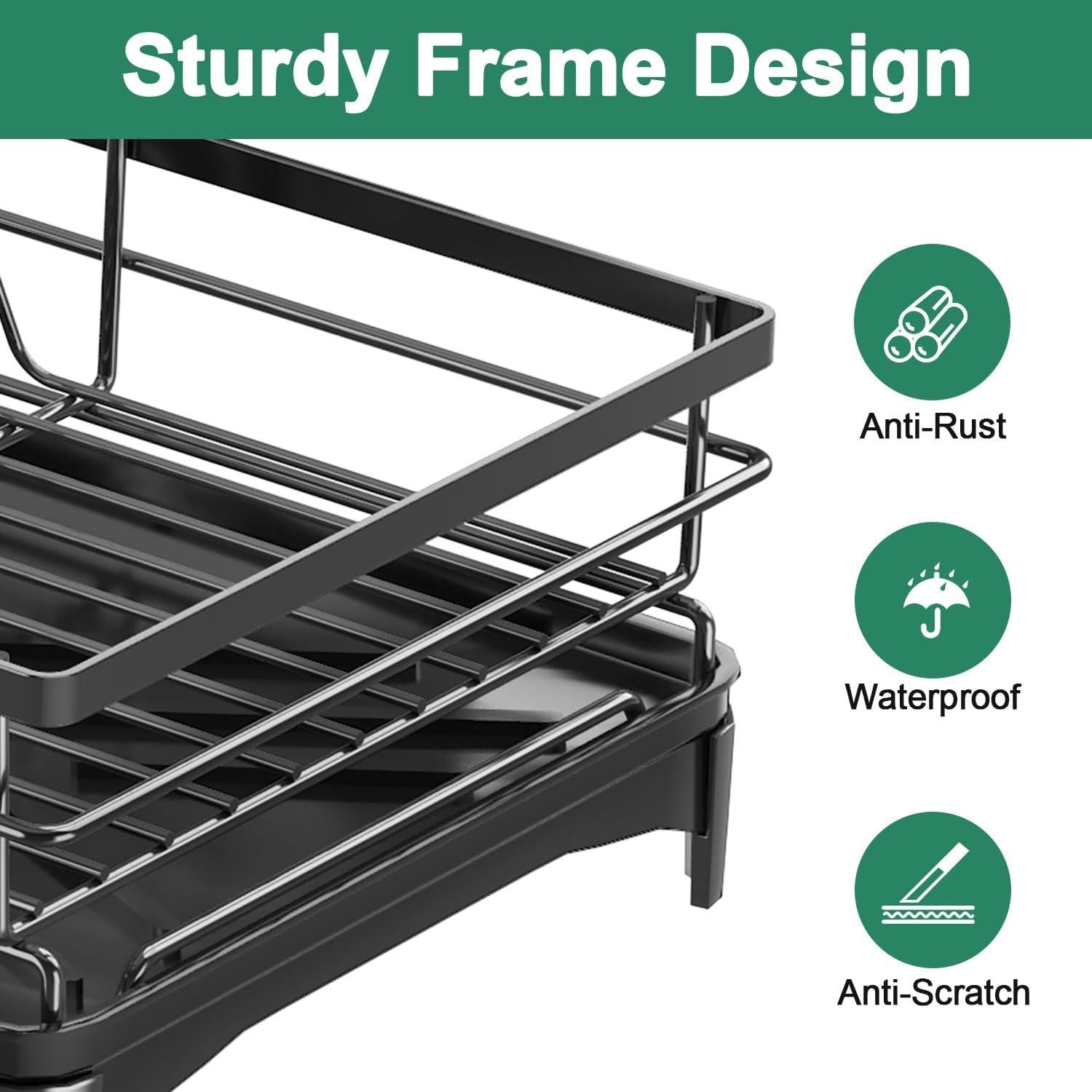 Escurridor de Platos Grande Azevix con Bandeja Drenaje 42x30cm