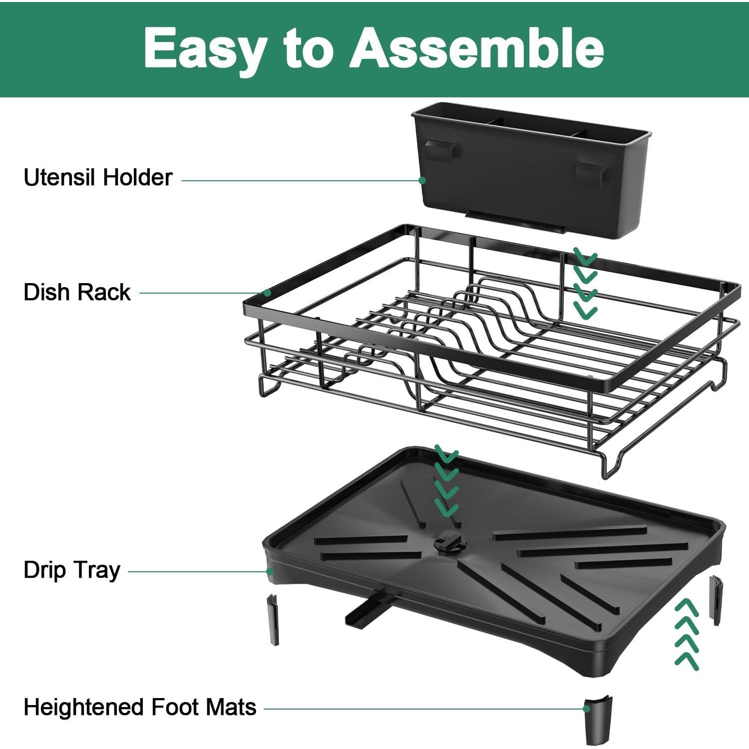 Escurridor de Platos Grande Azevix con Bandeja Drenaje 42x30cm
