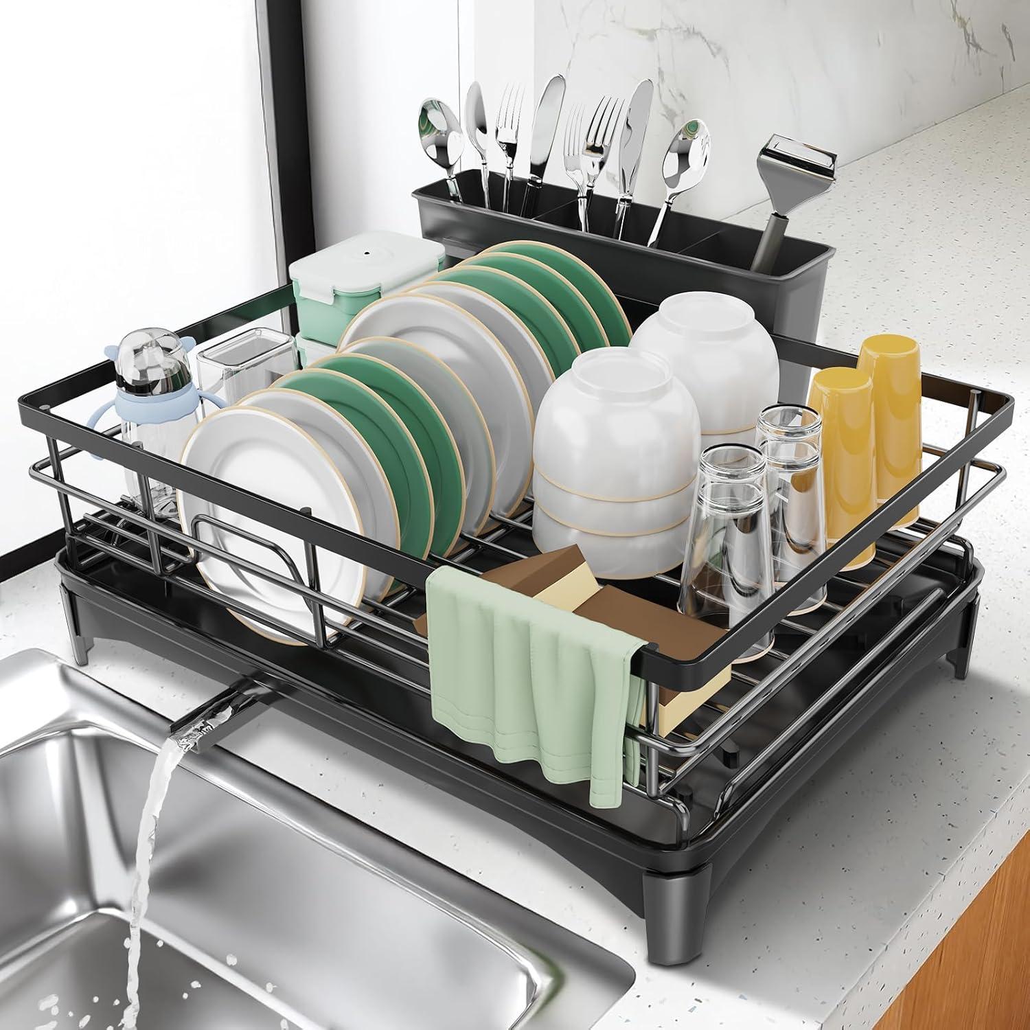 Escurridor de Platos Grande Azevix con Bandeja Drenaje 42x30cm