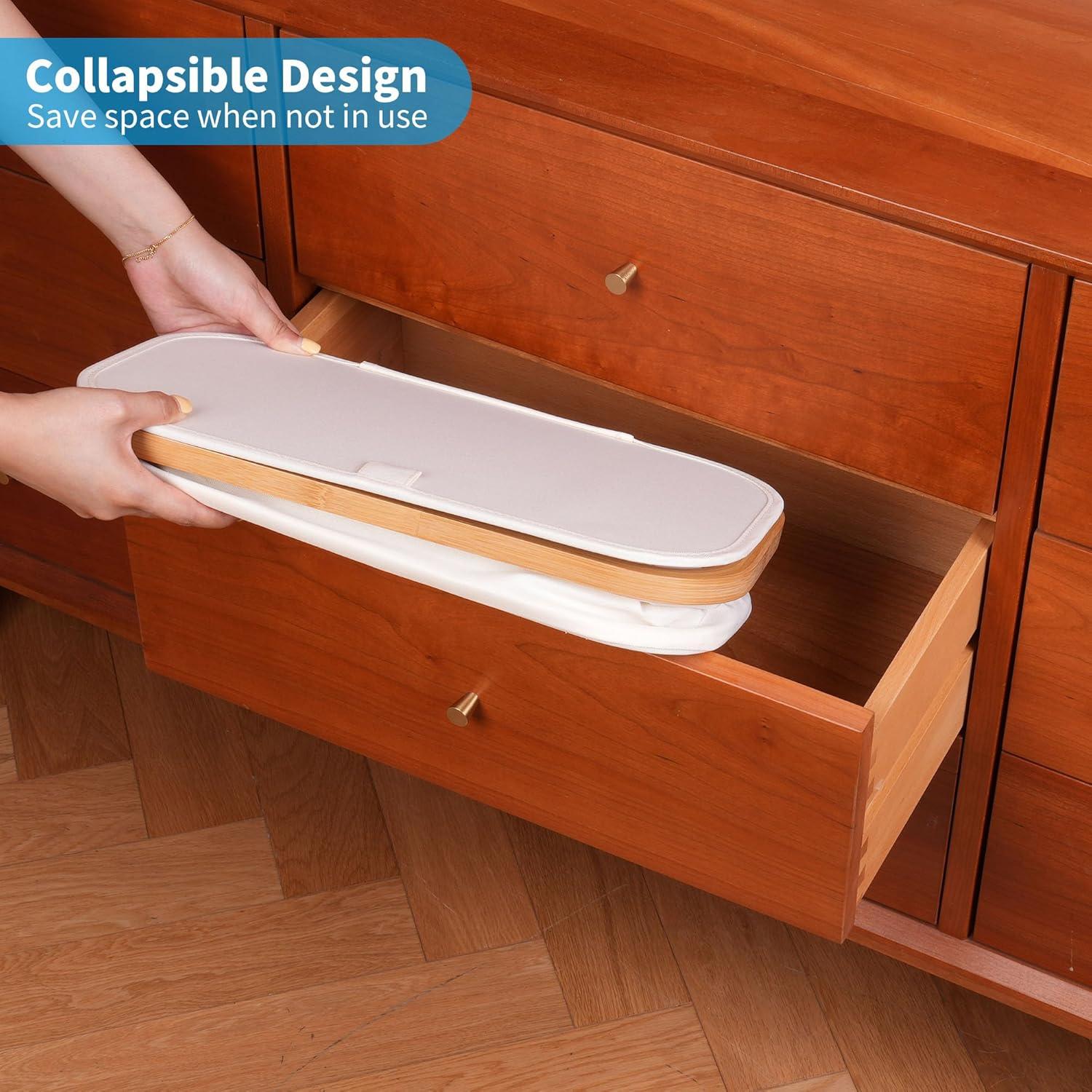 Cesta de Lavandería Efluky 63L Beige con Tapa y Asas de Bambú