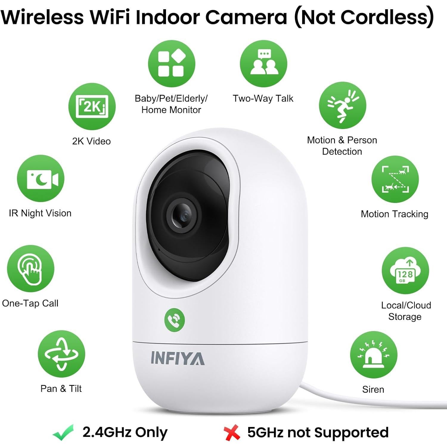 Cámara de Seguridad INFIYA 2K WiFi Interior con Alerta de Movimiento